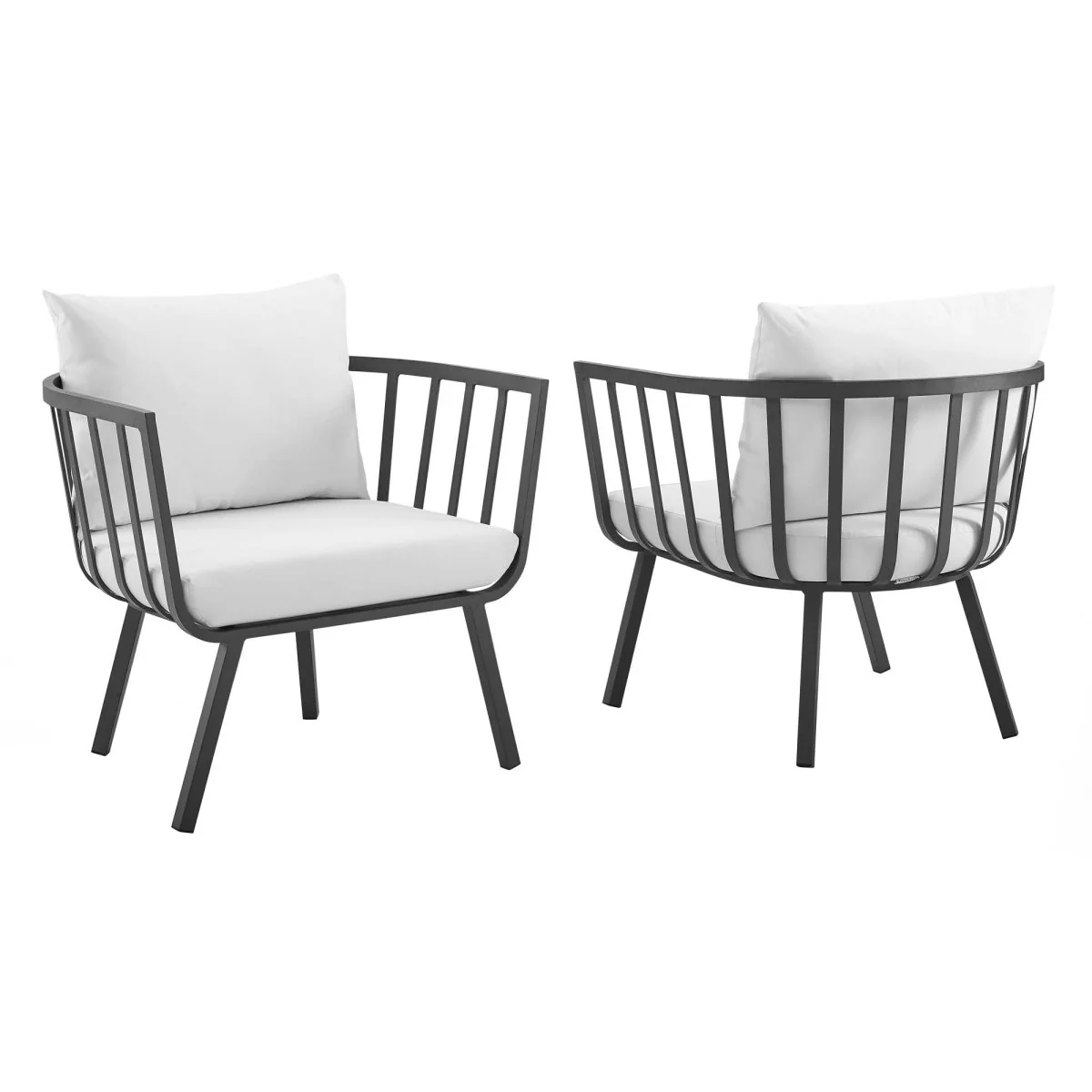 Outdoor Aluminum Patio Armchair Set of 2 Durable Weather-Resistant Seating for Porch - Image 9