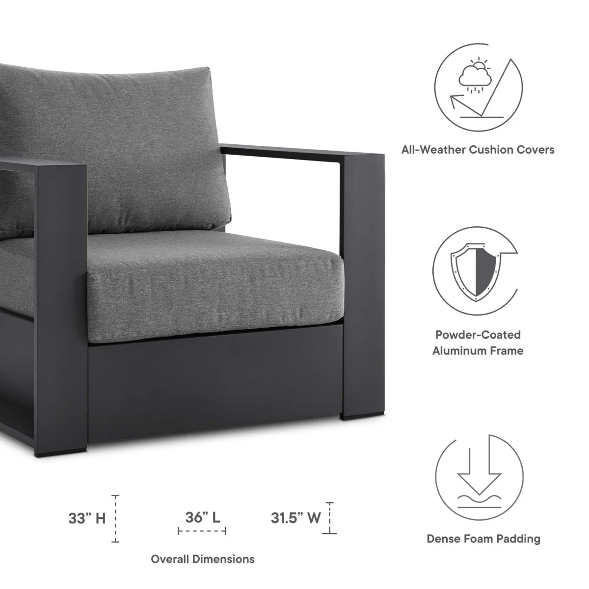 Outdoor Aluminum Patio Armchair Set of 2 with Durable Weather-Resistant Construction - Image 37