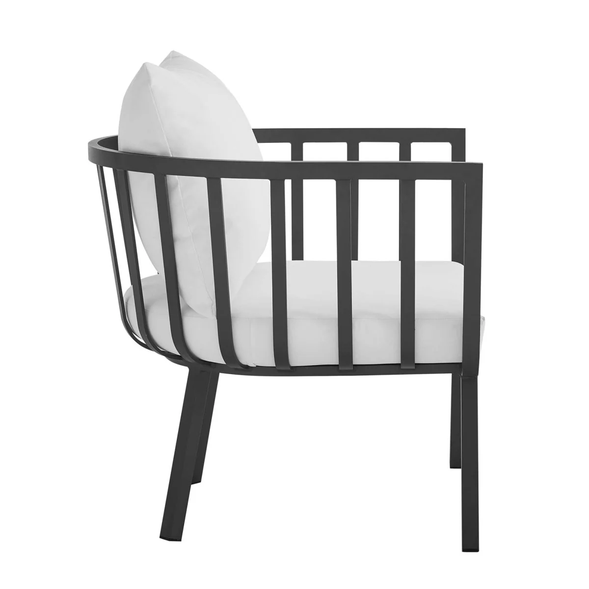 Outdoor Aluminum Patio Armchair with Armrests and Weather-Resistant Slatted Design - Image 17