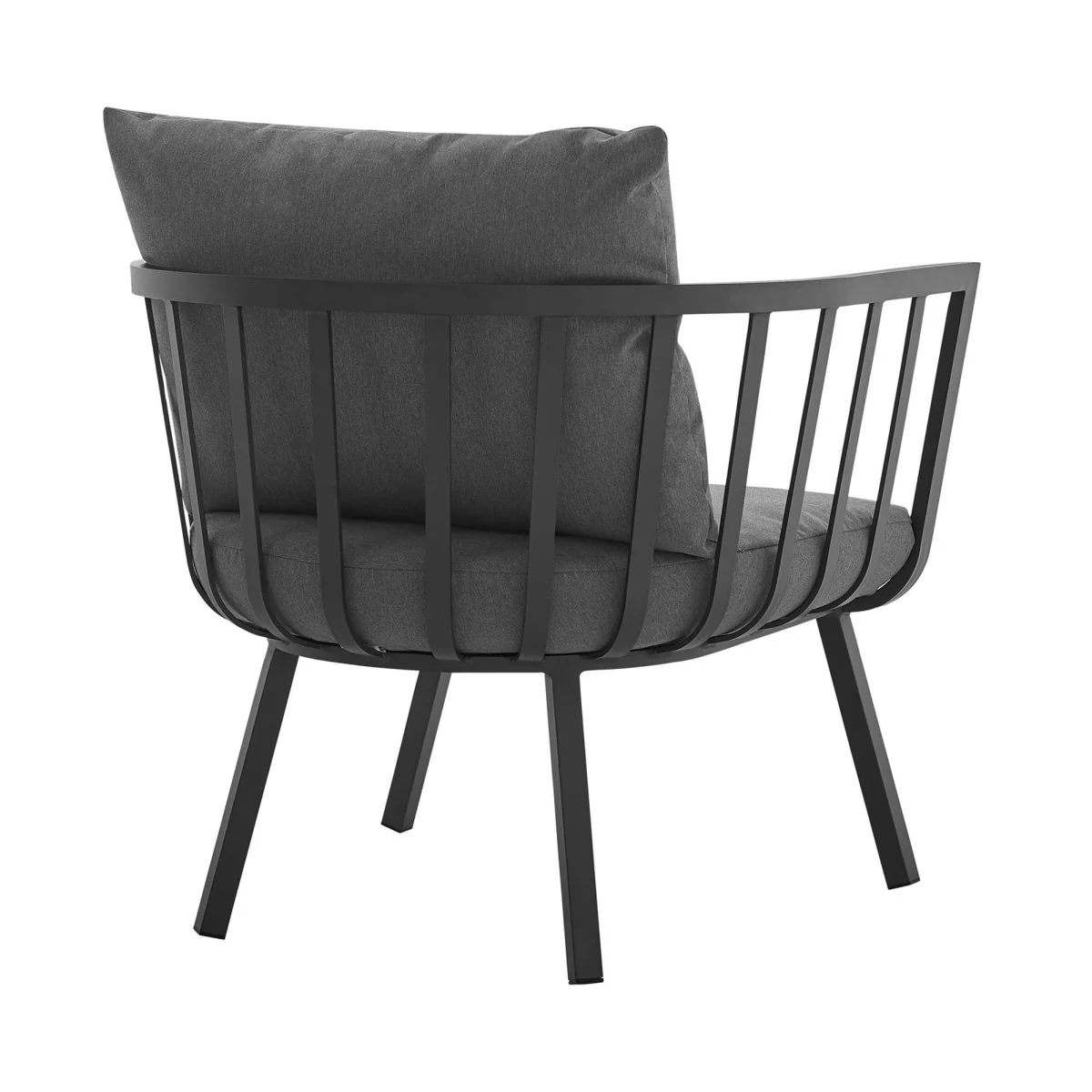 Outdoor Aluminum Patio Armchair with Armrests and Weather-Resistant Slatted Design - Image 25