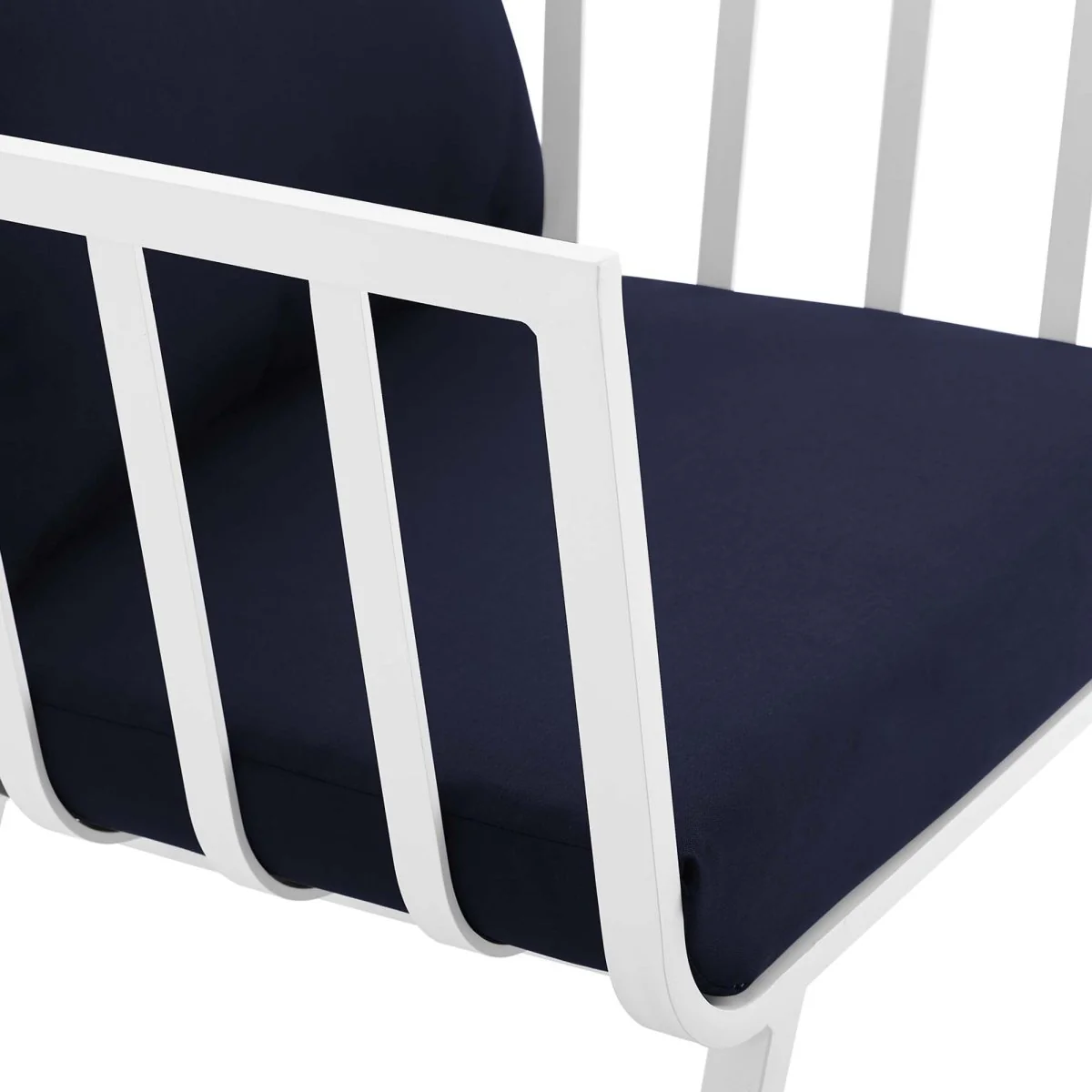 Outdoor Aluminum Patio Armchair with Armrests and Weather-Resistant Slatted Design - Image 6