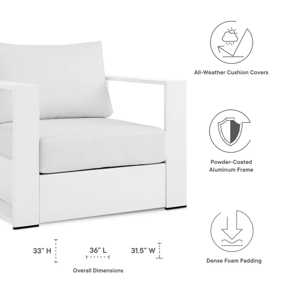 Outdoor Aluminum Patio Armchair with Arms – Durable Weather-Resistant Seating for Patio - Image 10