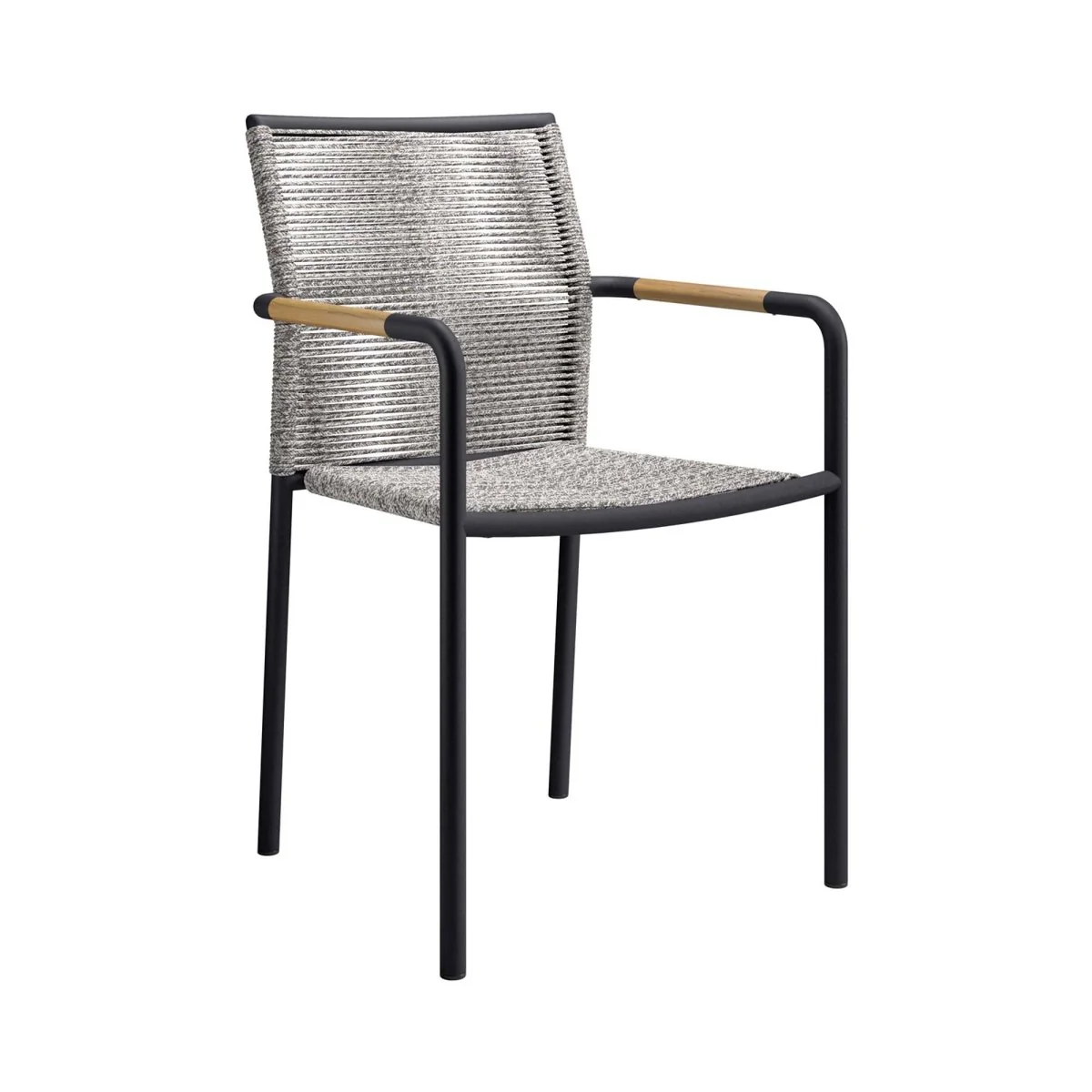 Outdoor Aluminum Patio Armchairs with Woven Rope – Light Gray (Set of 2) - Image 4