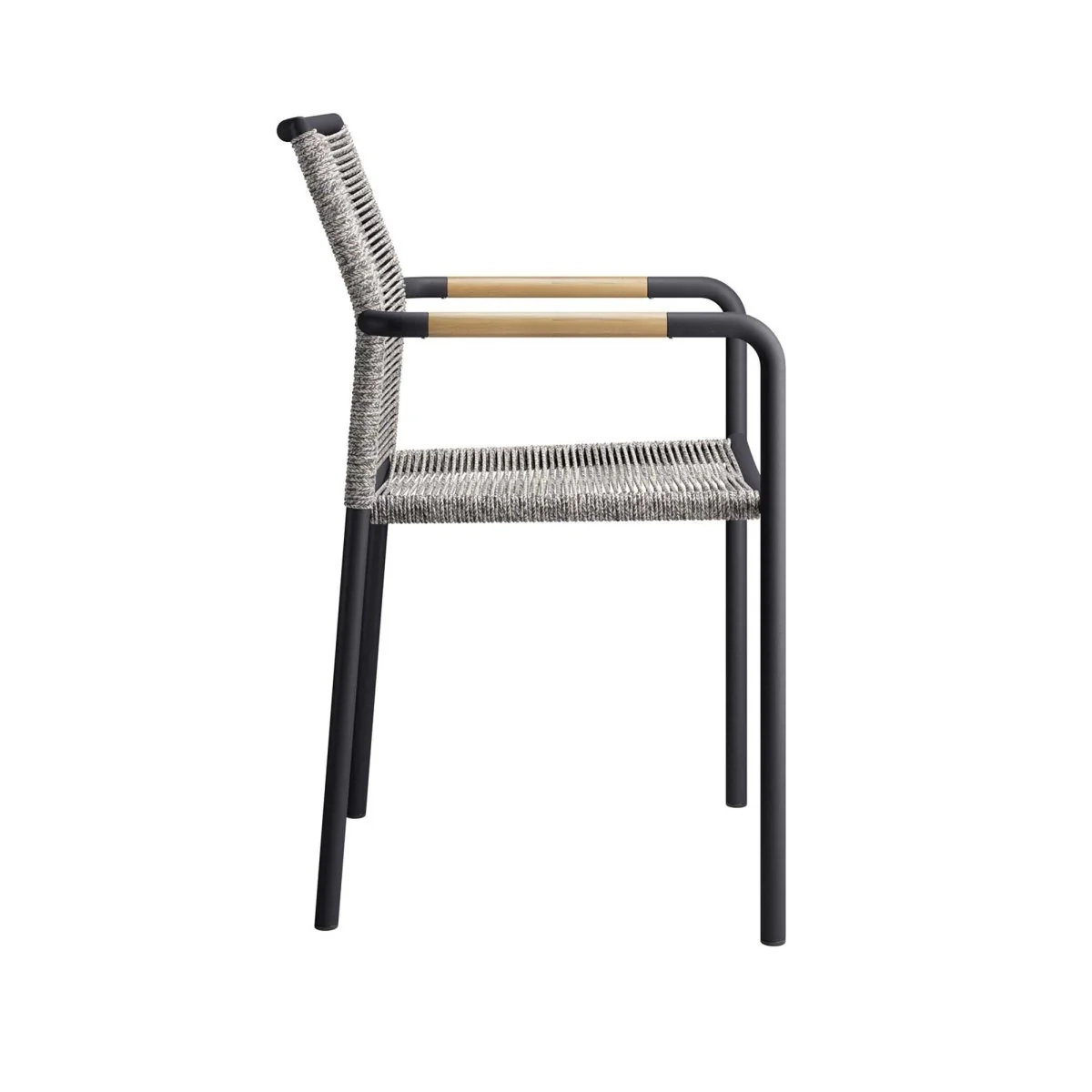 Outdoor Aluminum Patio Armchairs with Woven Rope – Light Gray (Set of 2) - Image 5