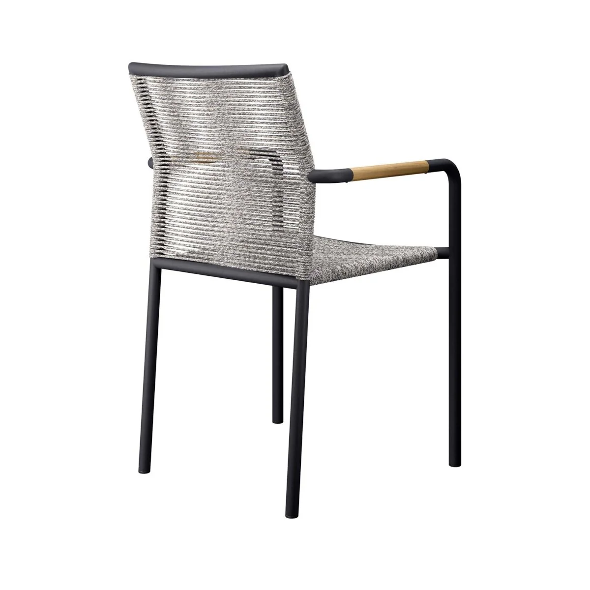 Outdoor Aluminum Patio Armchairs with Woven Rope – Light Gray (Set of 2) - Image 6