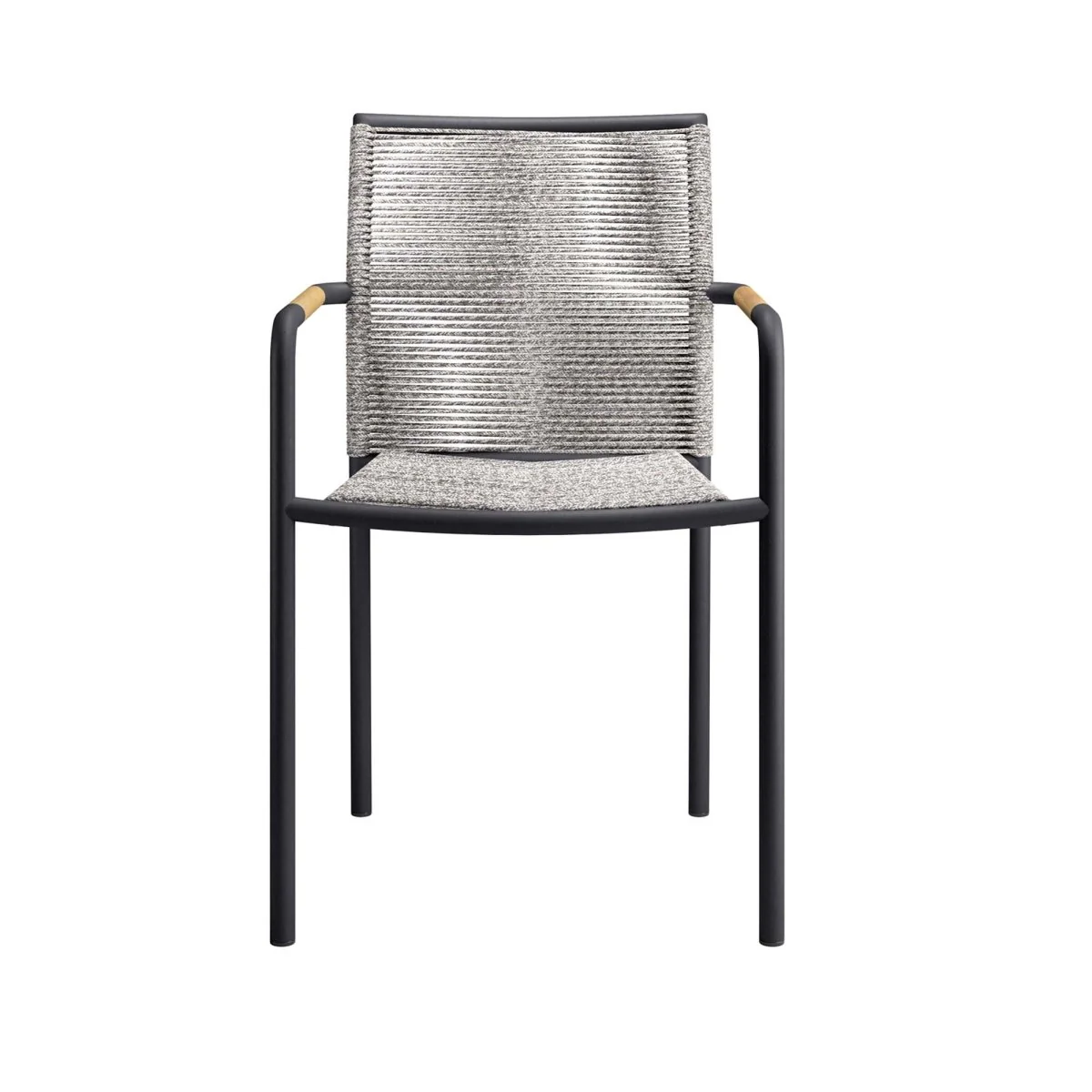 Outdoor Aluminum Patio Armchairs with Woven Rope – Light Gray (Set of 2) - Image 7