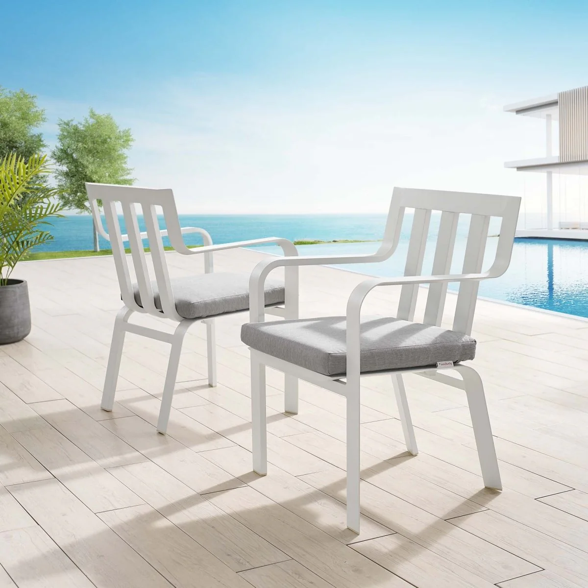 Outdoor Aluminum Upholstered Armchairs – Patio Upholstered Armchair Set - Image 16