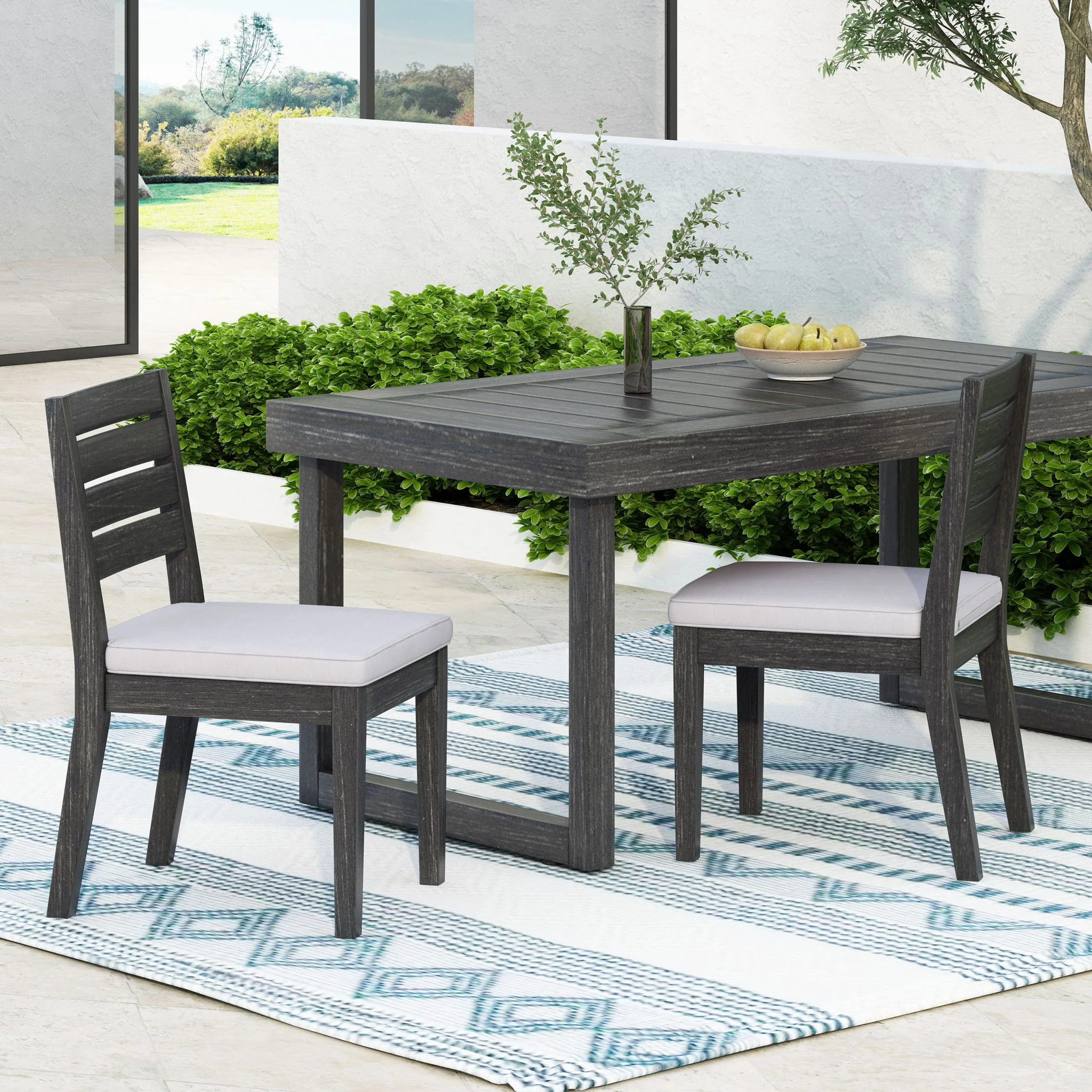 Outdoor Armless Dining Chair With Cushions - Image 11
