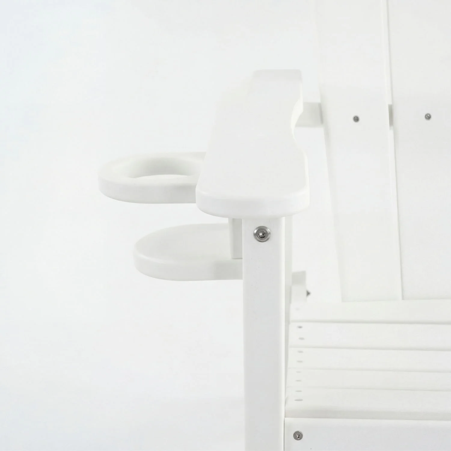 Outdoor Bar Height Adirondack Patio Chair With Cup Holder And Armrests All Weather UV Resistant - White - Image 5