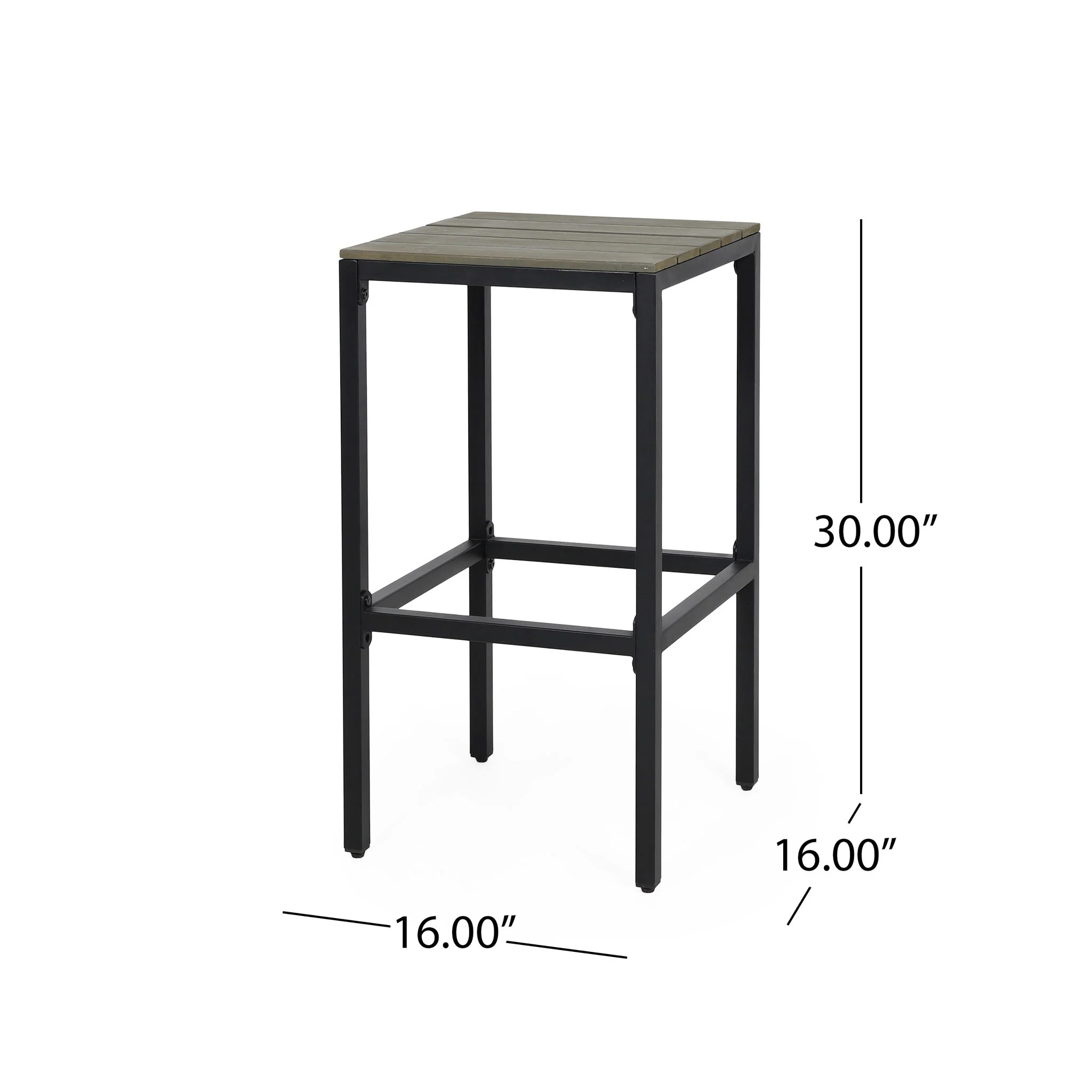 Outdoor Bar Stool With Slat Design And Metal Frame (Set of 2) - Image 6