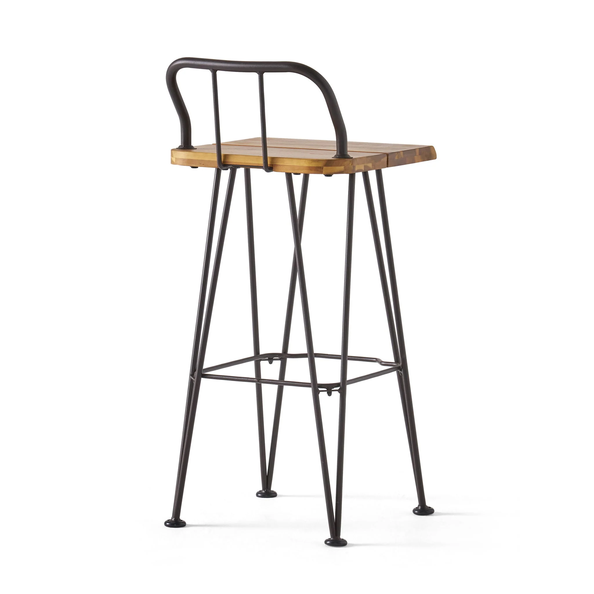 Outdoor Barstool With Angled Metal Legs - Brown - Image 5