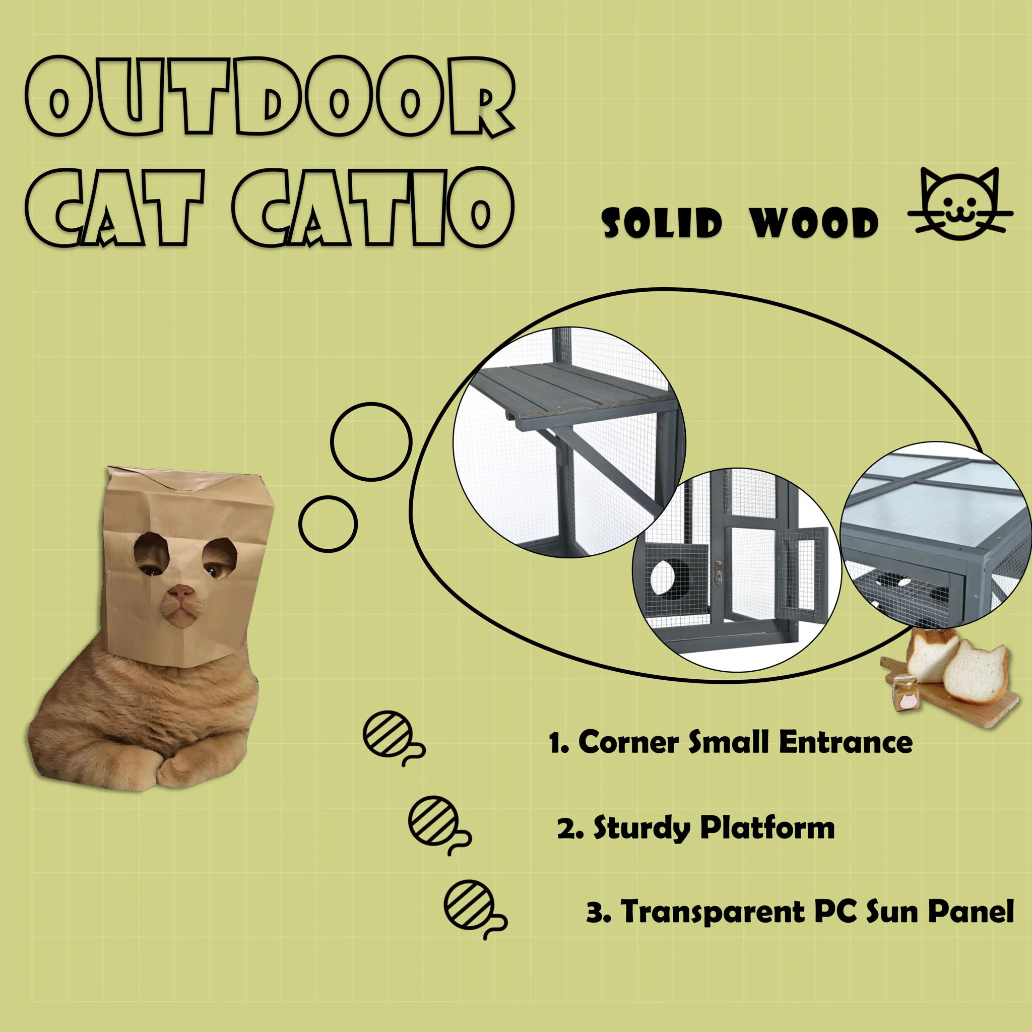 Outdoor Cat House With Shelves And Weather Protection, Removable Wood Boxes - Gray - Image 6