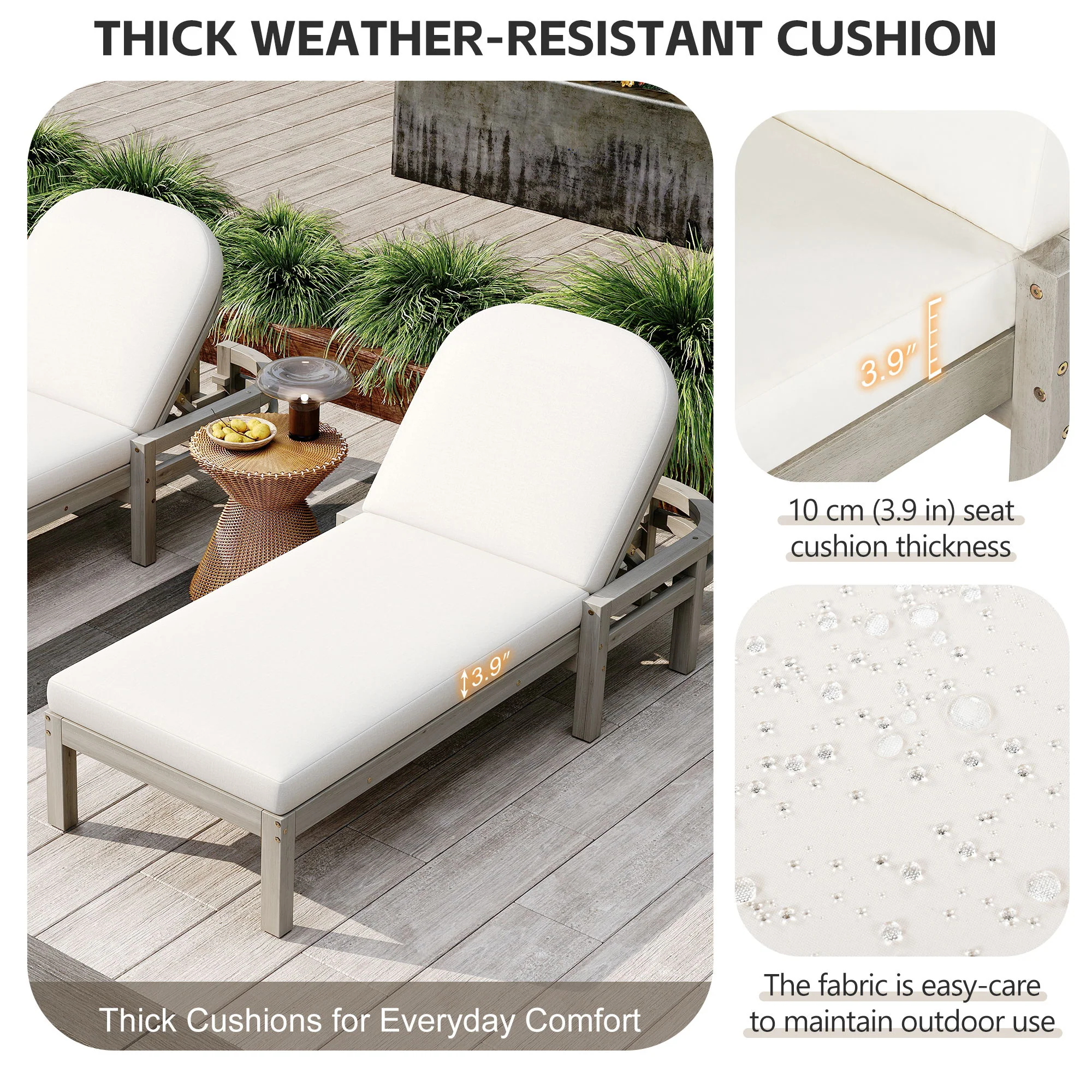 Outdoor Chaise Lounge With 5 Position Adjustable Backrest (Set of 2) - Image 13