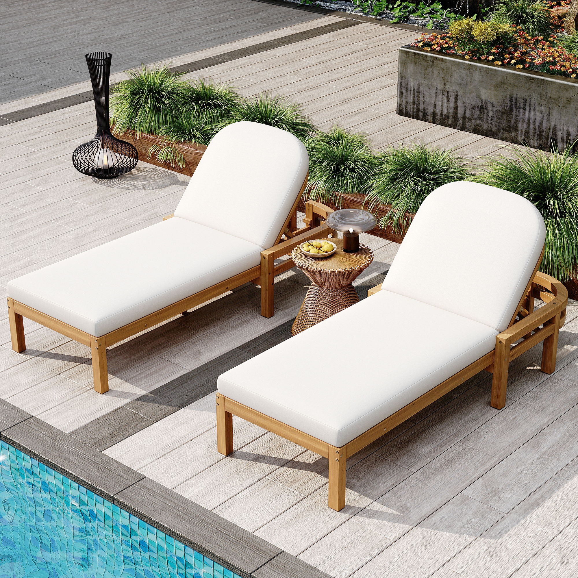 Outdoor Chaise Lounge With 5 Position Adjustable Backrest (Set of 2) - Image 14