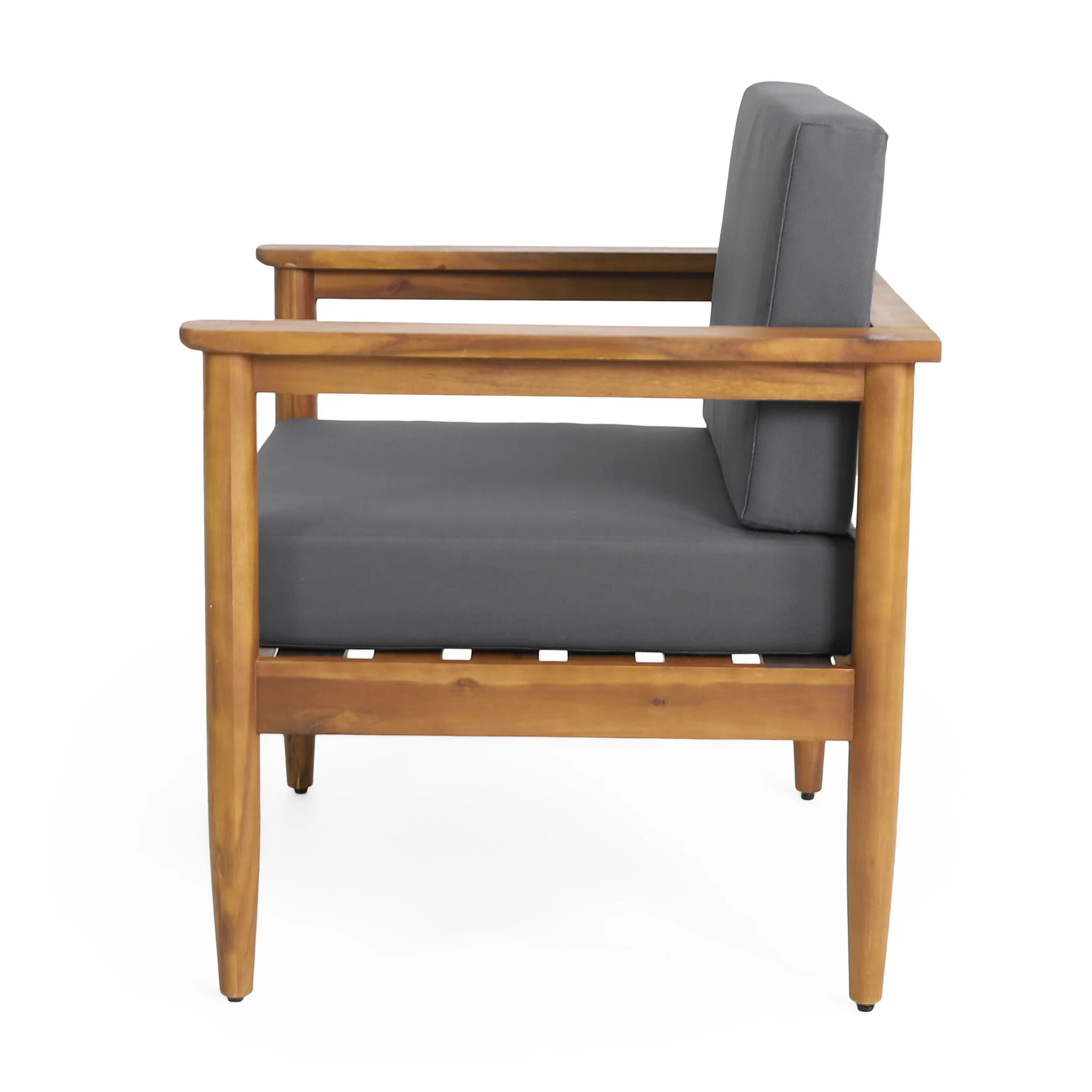 Outdoor Club Chair, Patio Chair With Teak Acacia Wood Frame - Dark Gray - Image 9