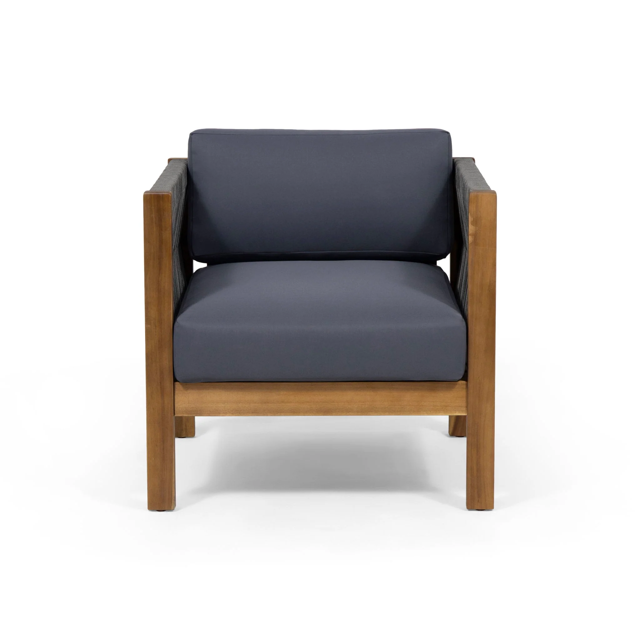 Outdoor Club Chair With Rattan Rope Wave - Dark Gray - Image 9