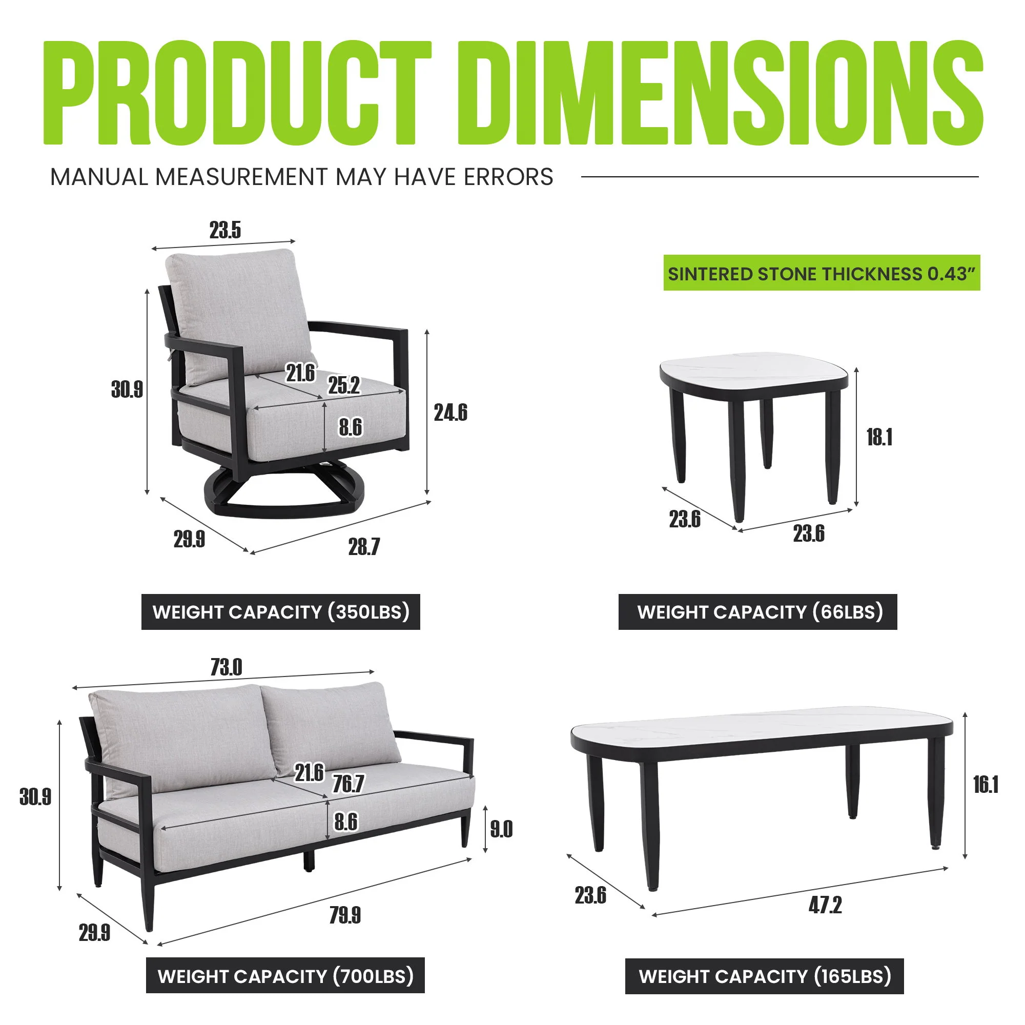 Outdoor Conversation Set With Chairs, Bench Sofa, Tables, Sunbrella Cushions - Image 8