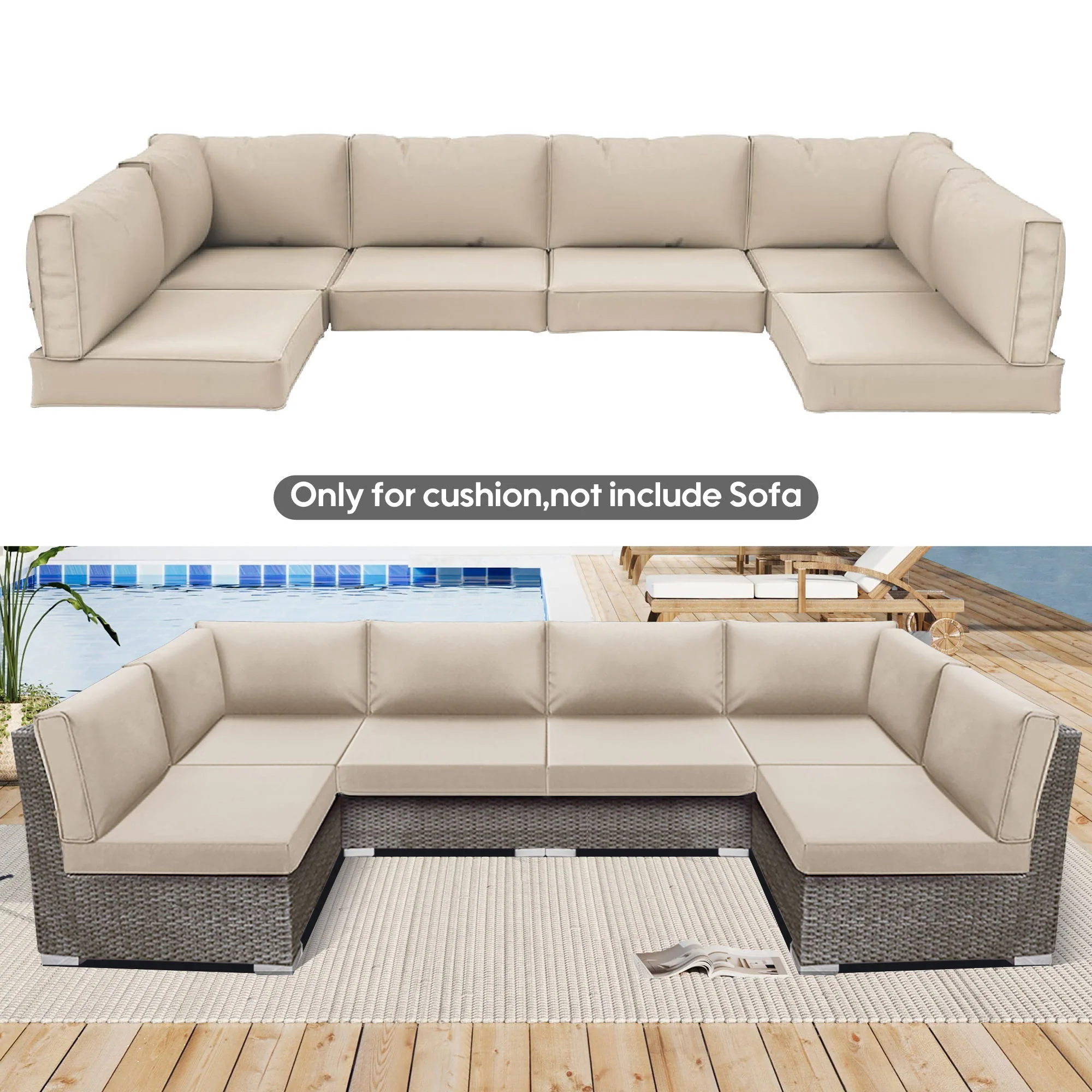 Outdoor Deep Seat Cushions For Patio Furniture Replacement, Cushion Set For Sectionals - Image 11