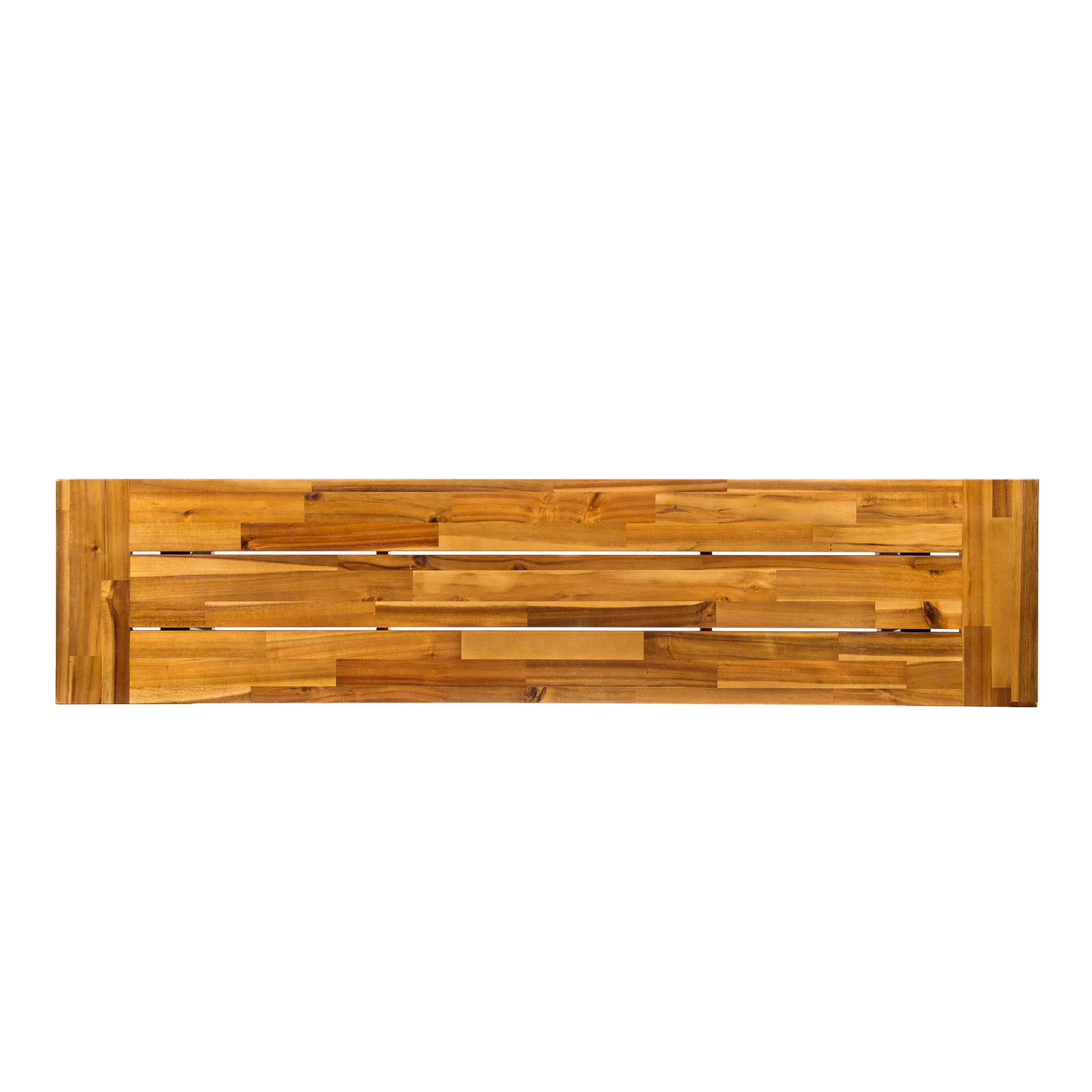 Outdoor Dining Bench, Patio Backless Bench - Teak / Black - Image 4