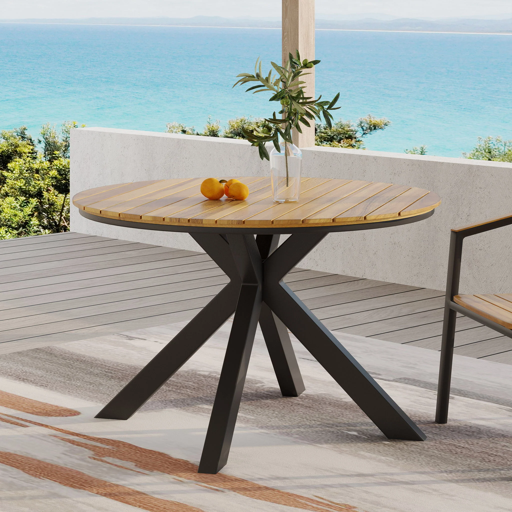 Outdoor Dining Table - Teak / Black - Image 3
