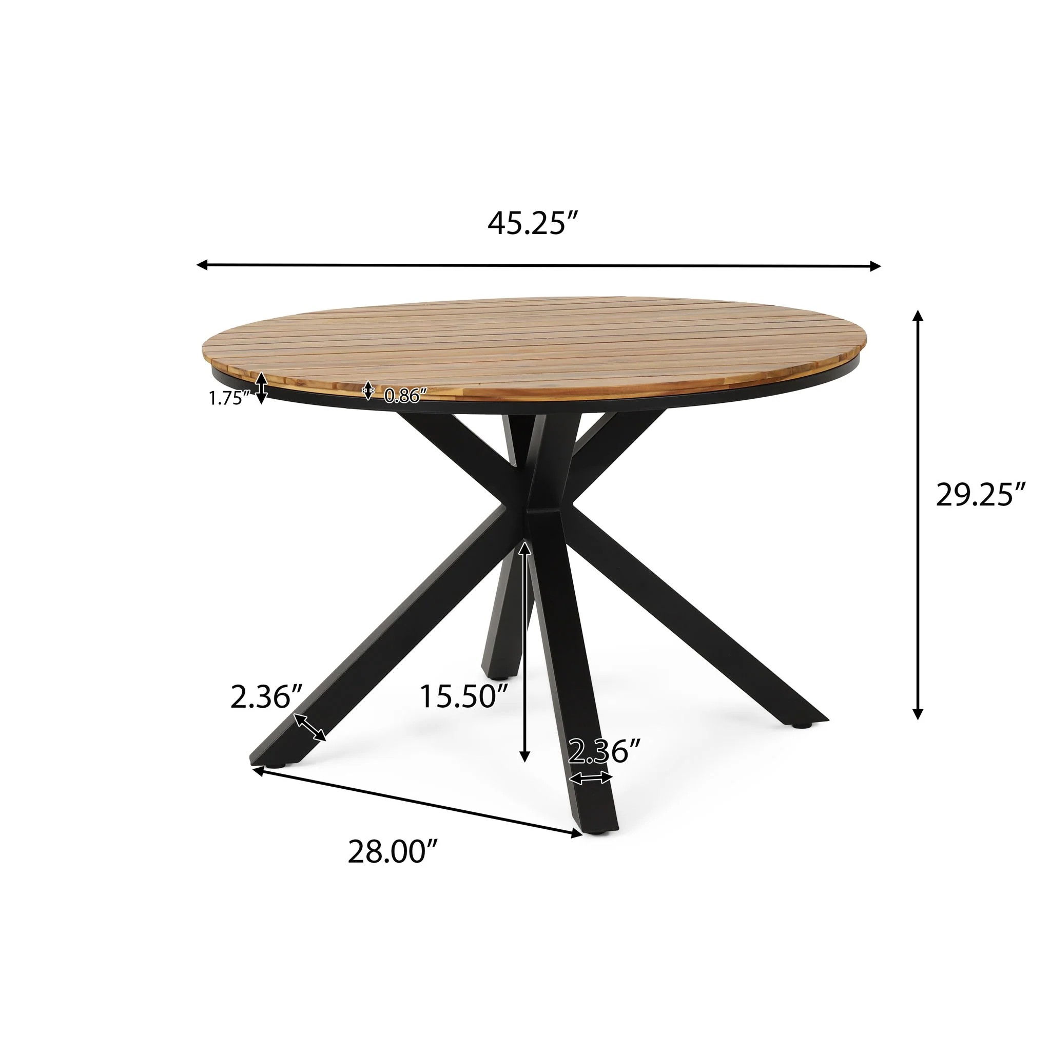 Outdoor Dining Table - Teak / Black - Image 4