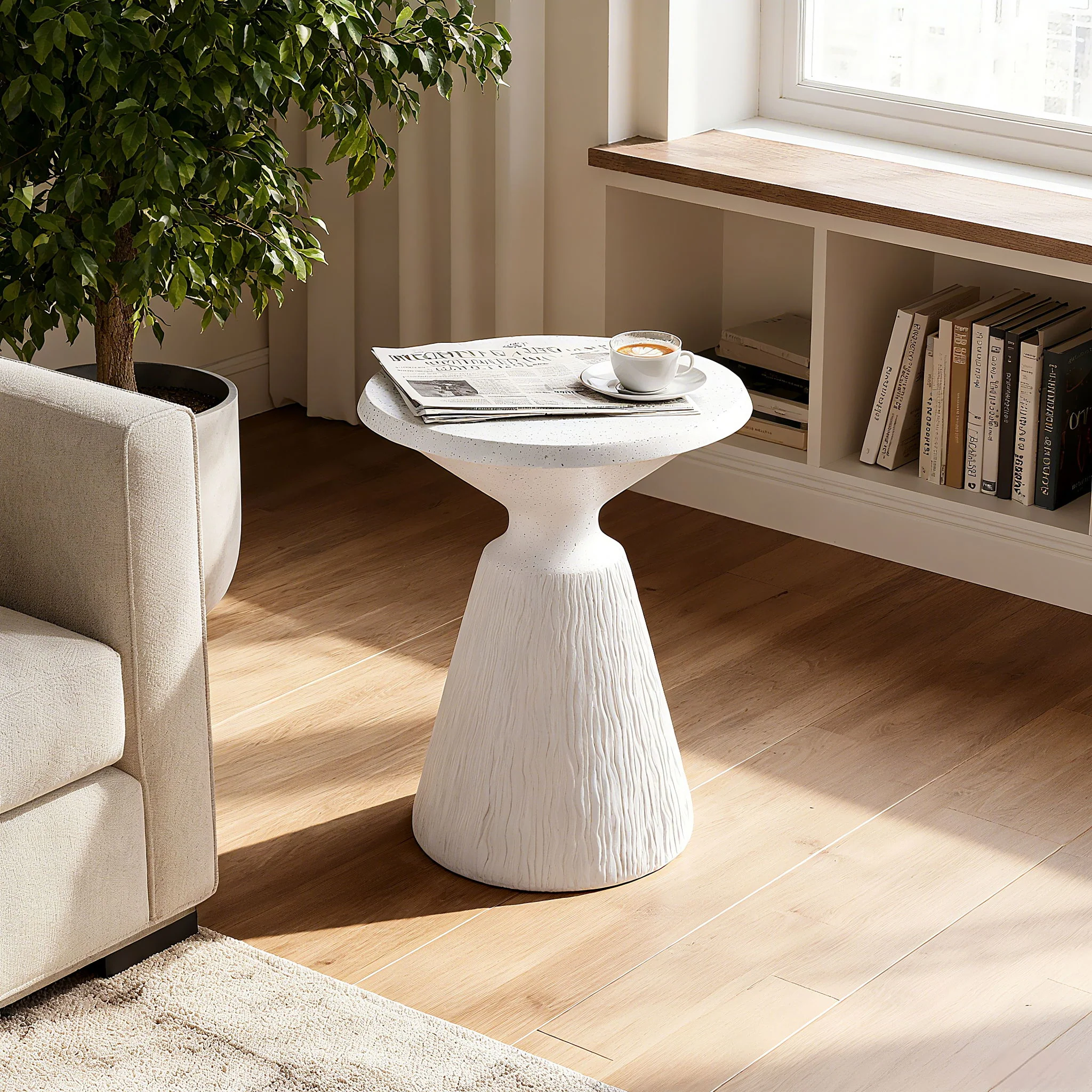 Outdoor End Table, Round Garden Stool - Aqua Gray - Image 5