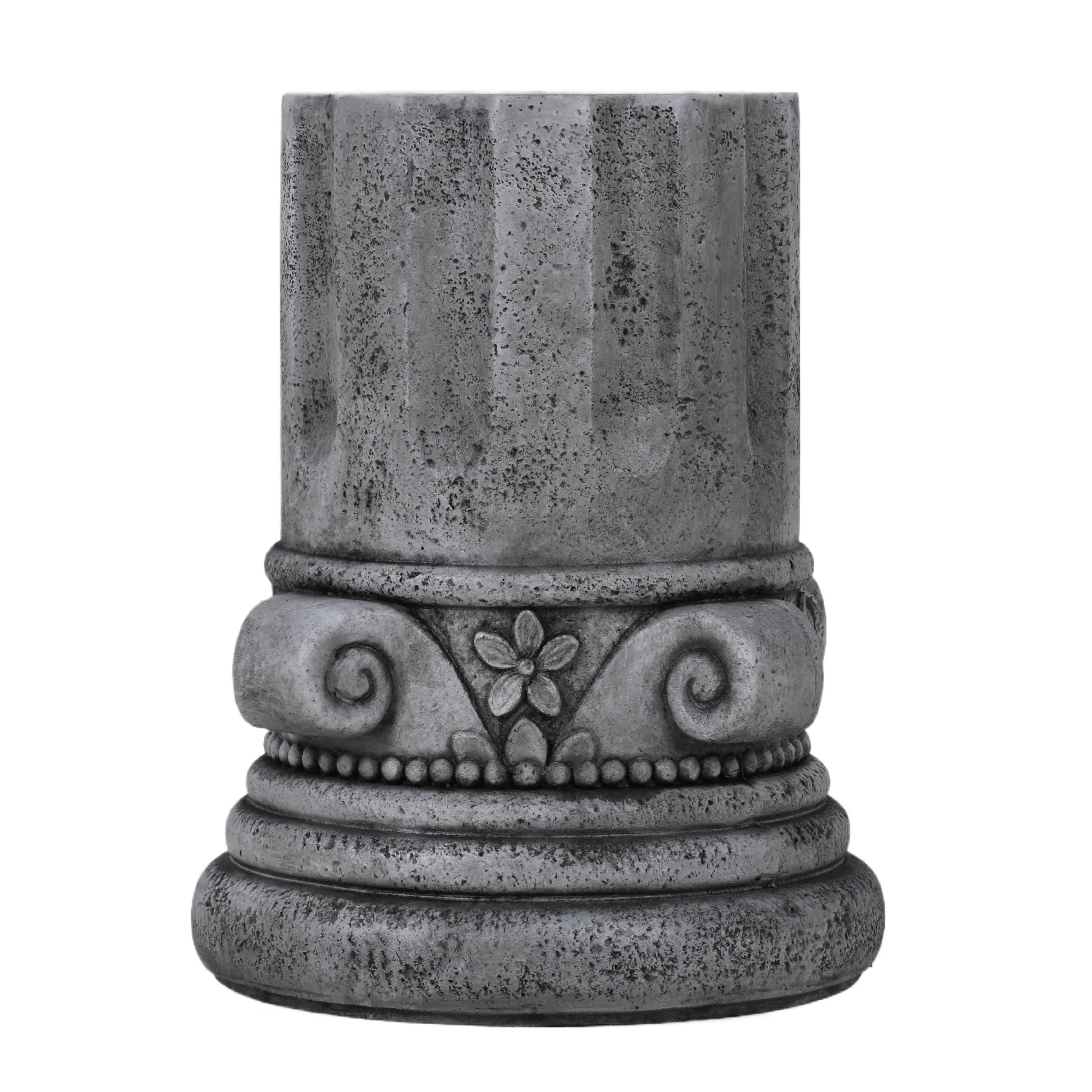 Outdoor End Table, Round Side Table For Patio And Garden - Antique Gray - Image 5