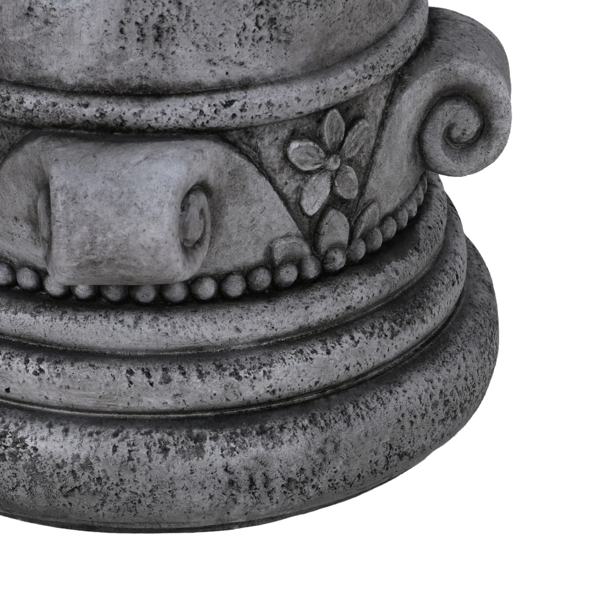 Outdoor End Table, Round Side Table For Patio And Garden - Antique Gray - Image 6