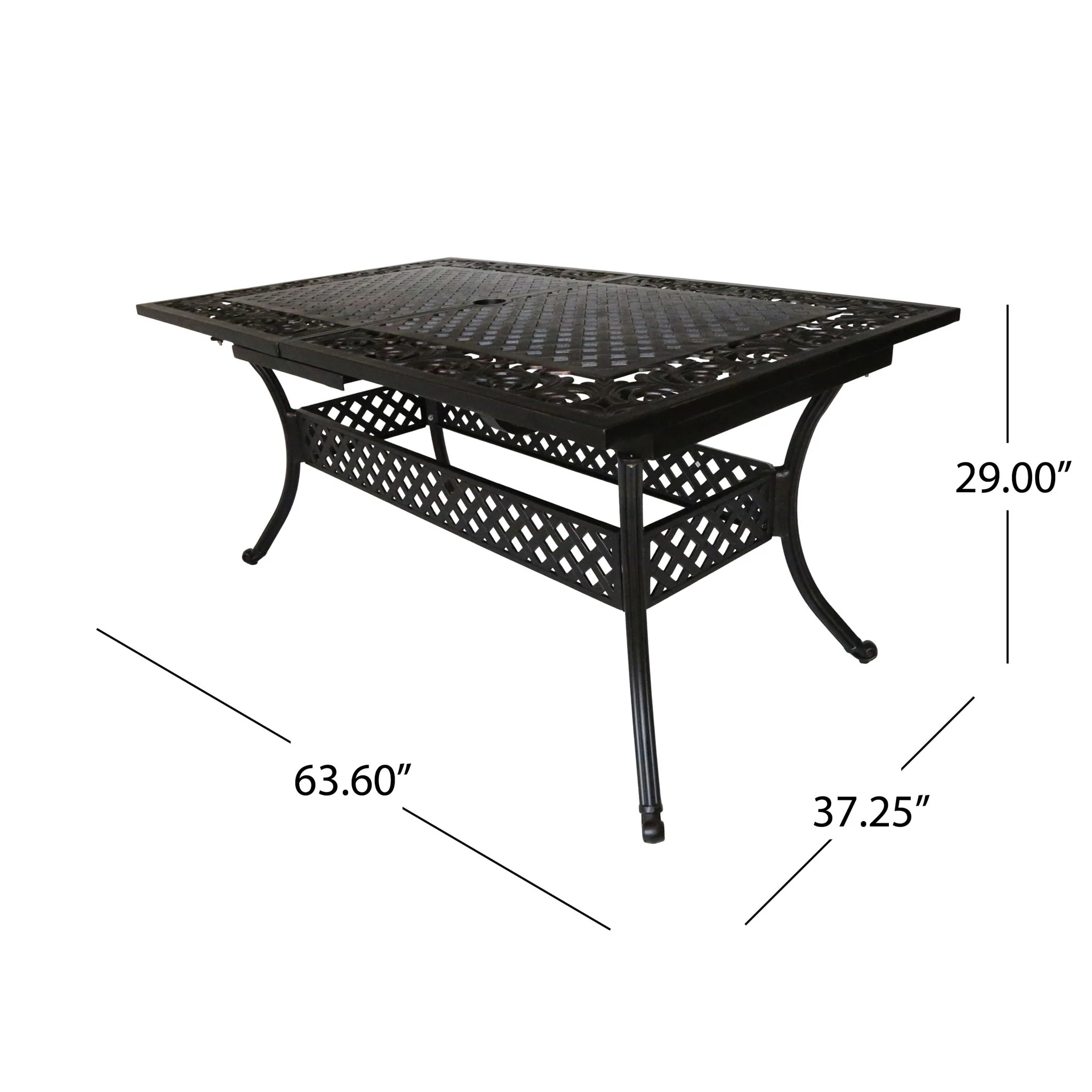 Outdoor Extendable Aluminum Dining Table With Pattern Table Top And Curved Legs - Copper - Image 6