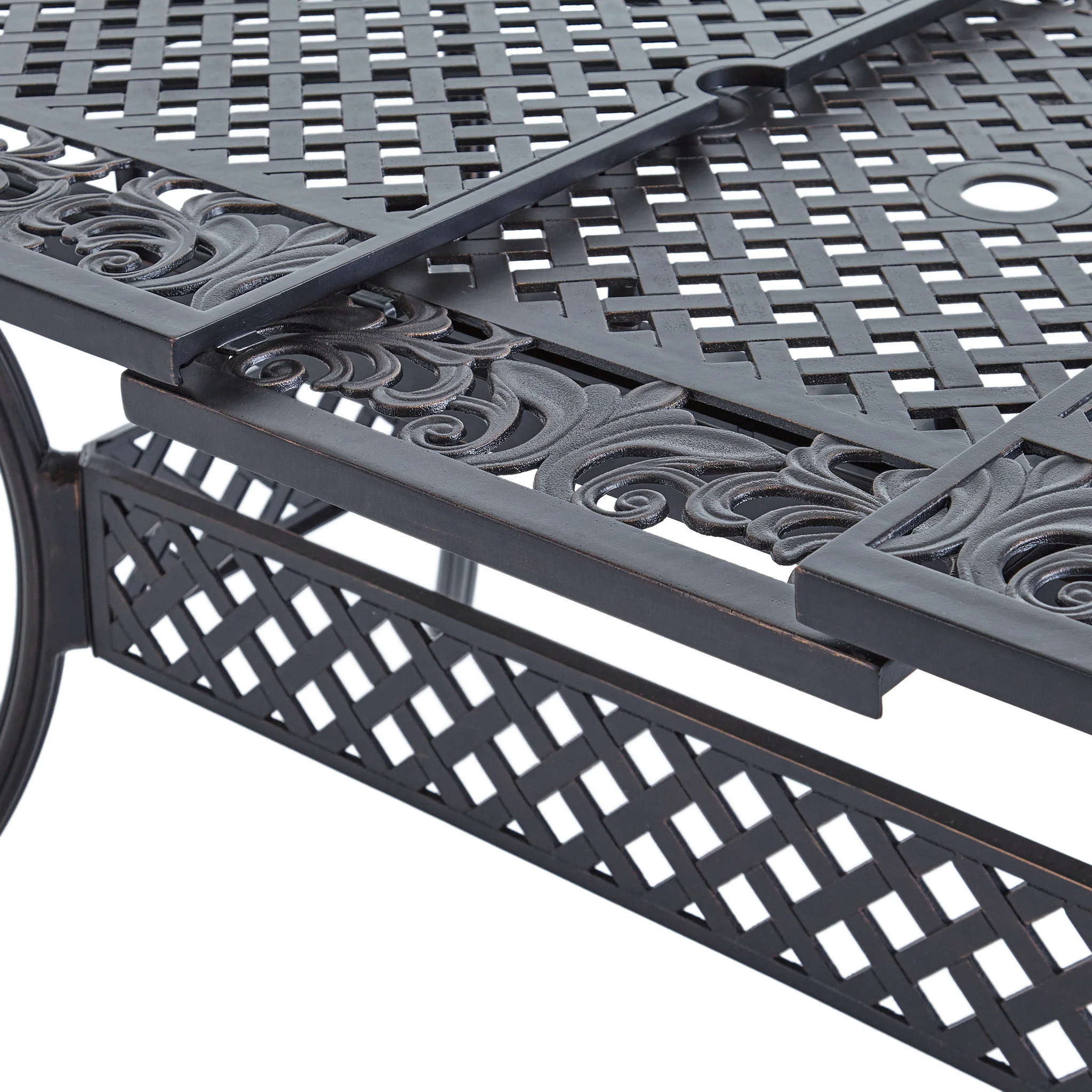 Outdoor Extendable Aluminum Dining Table With Pattern Table Top And Curved Legs - Copper - Image 7