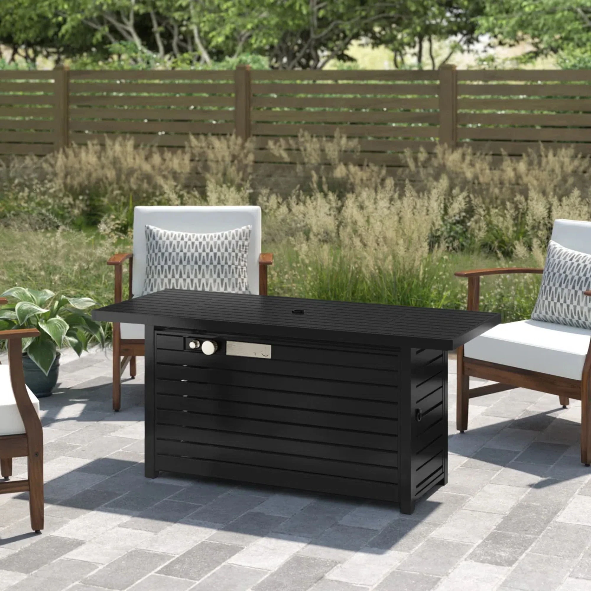 Outdoor Fire Pit Table & Lid - Black - Image 4