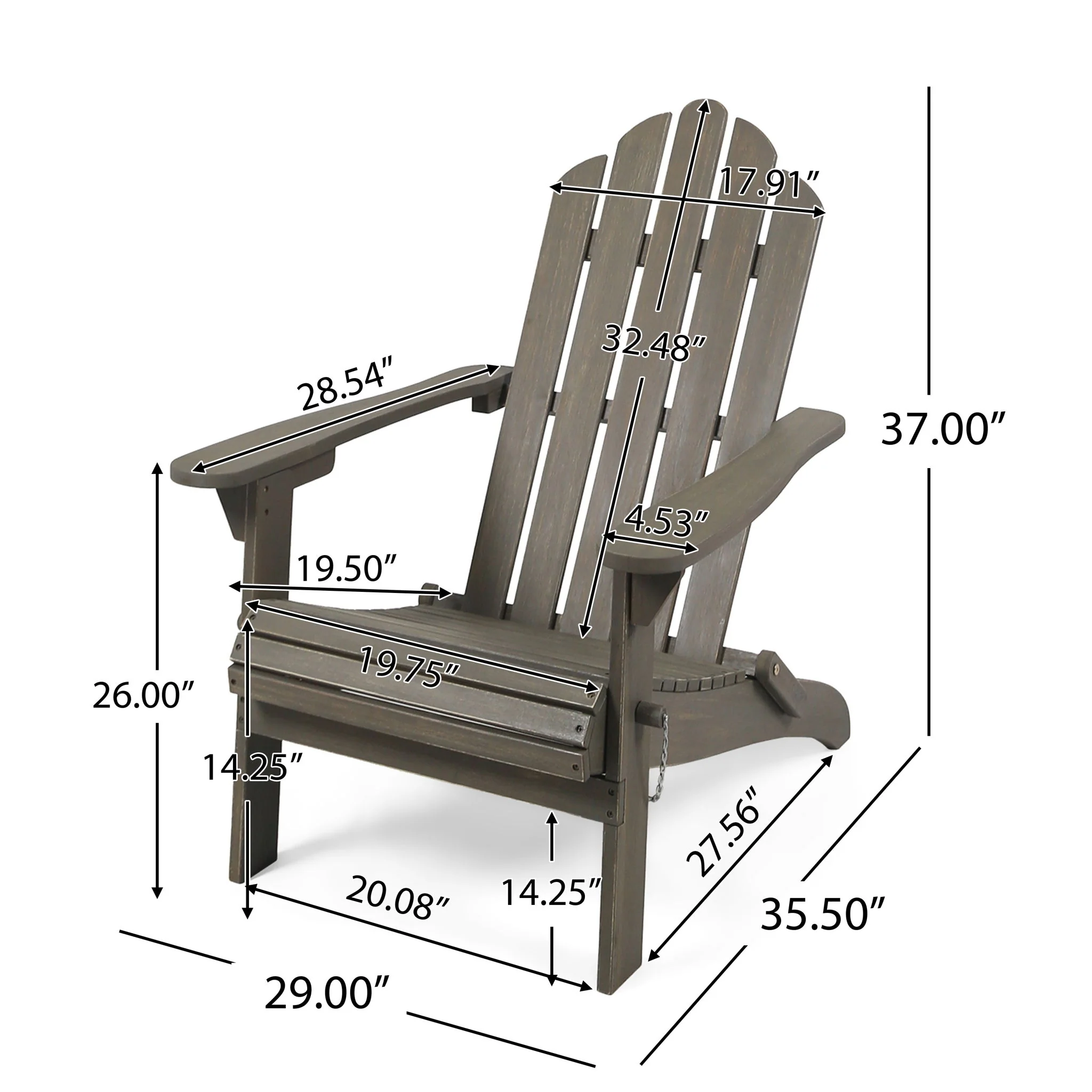 Outdoor Foldable Adirondack Chair With Hand Crafted Details - Gray - Image 4