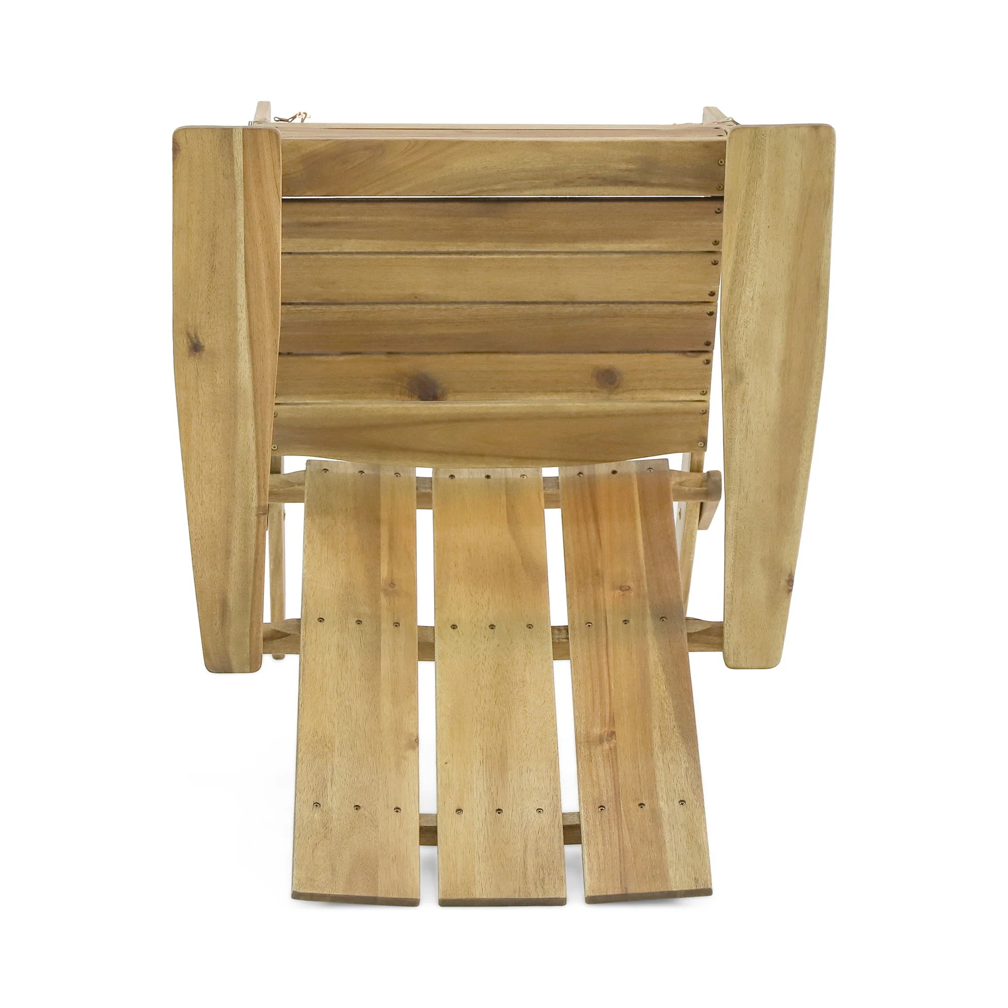 Outdoor Foldable Adirondack Chair With Slat Back - Natural - Image 4