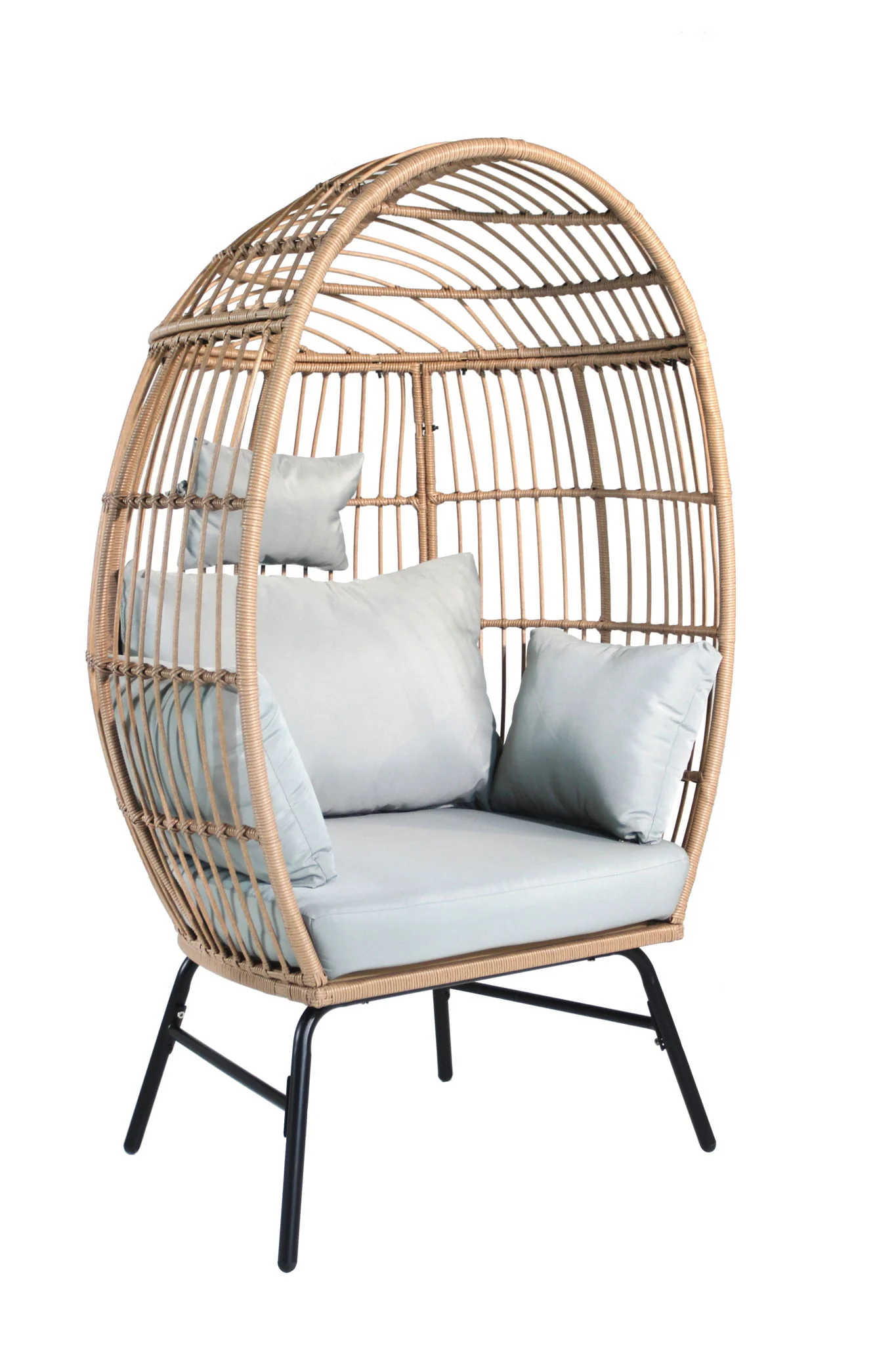 Outdoor Garden Wicker Egg Chair And Footstool Patio Chaise, With Cushions, Outdoor Indoor Basket Chair - Image 3