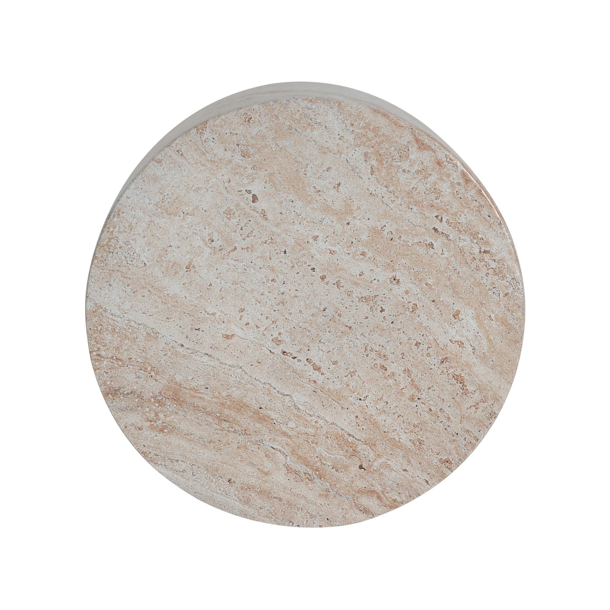 Outdoor / Indoor, Lightweight Concrete Side Table With Travertine - Beige - Image 7