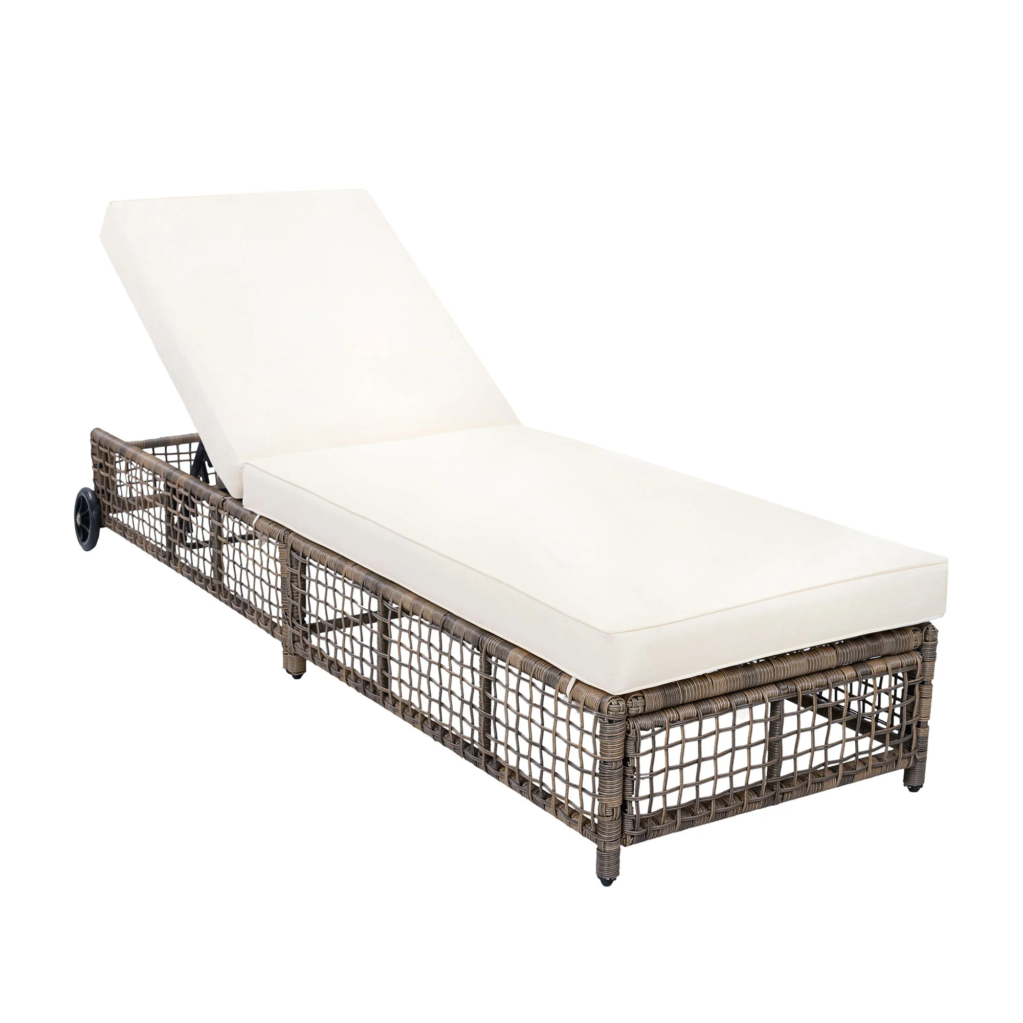 Outdoor Lounge Chair With 5 Position Backrest With Cushion And Wheels - Image 5