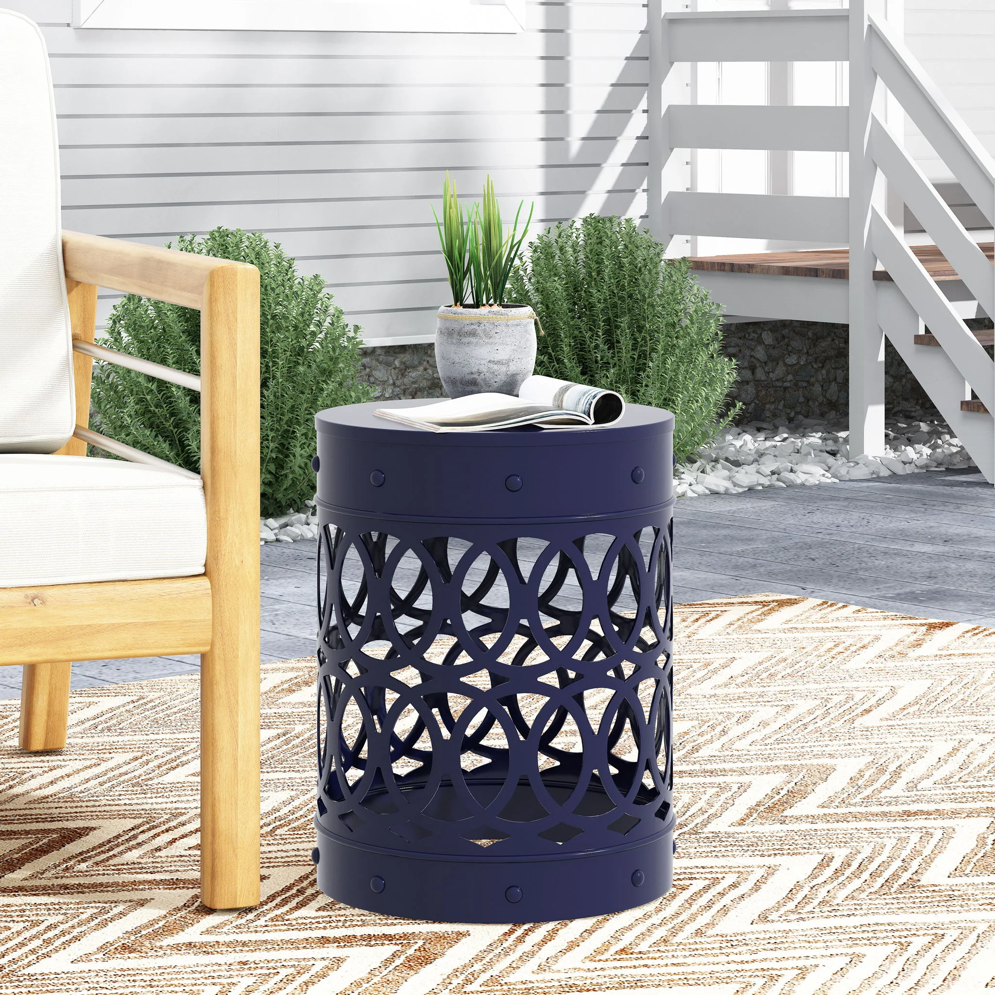 Outdoor Metal Large End Table, Modern Design - Image 11