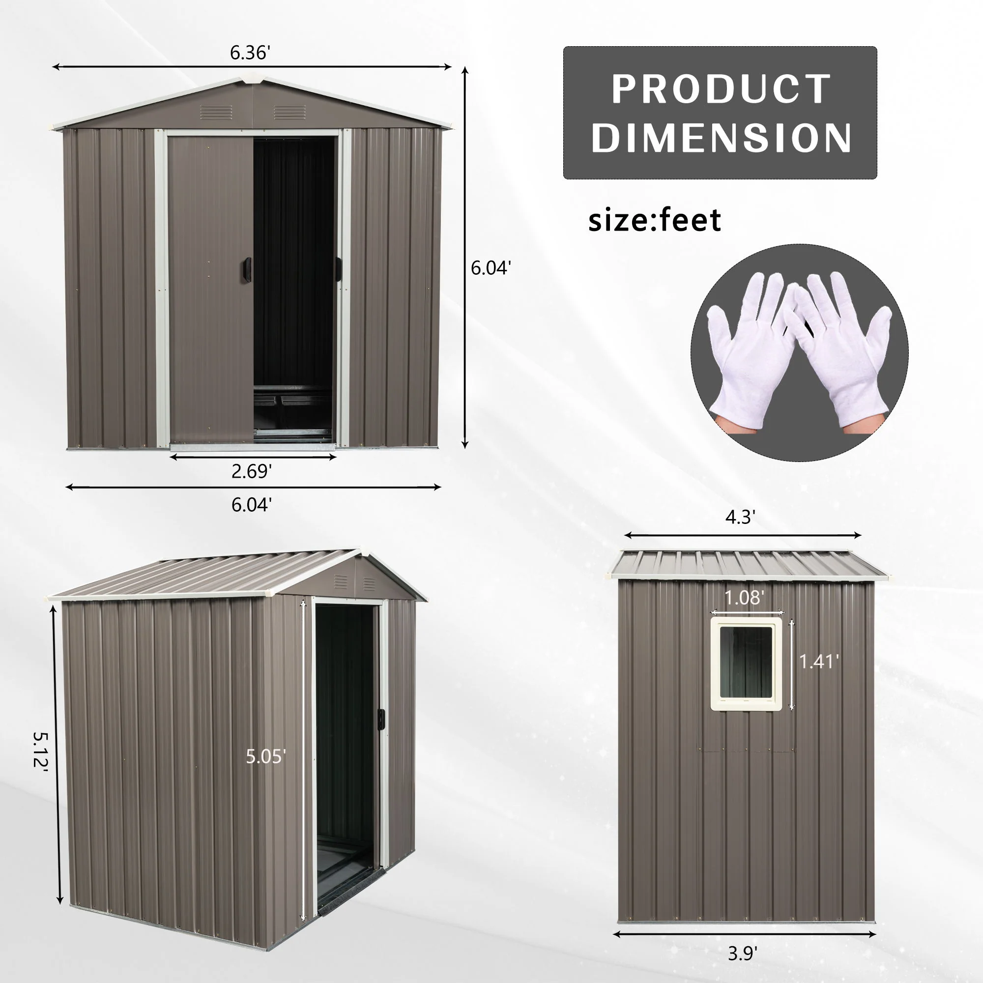 Outdoor Metal Storage Shed Garden Building Heavy Duty 6x4ft Steel - Image 7