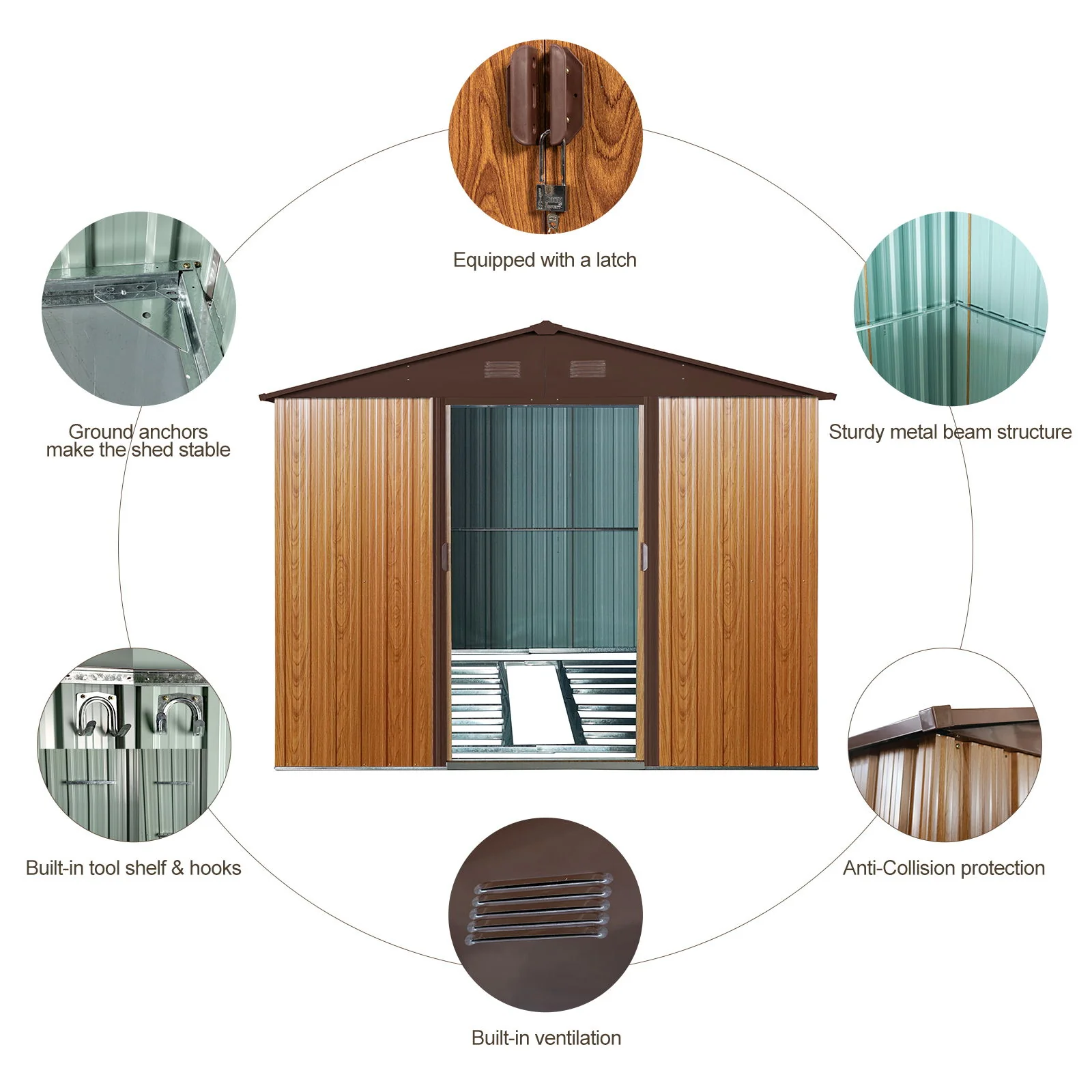 Outdoor Metal Storage Shed Garden Building Heavy Duty with Floor Base - Image 18