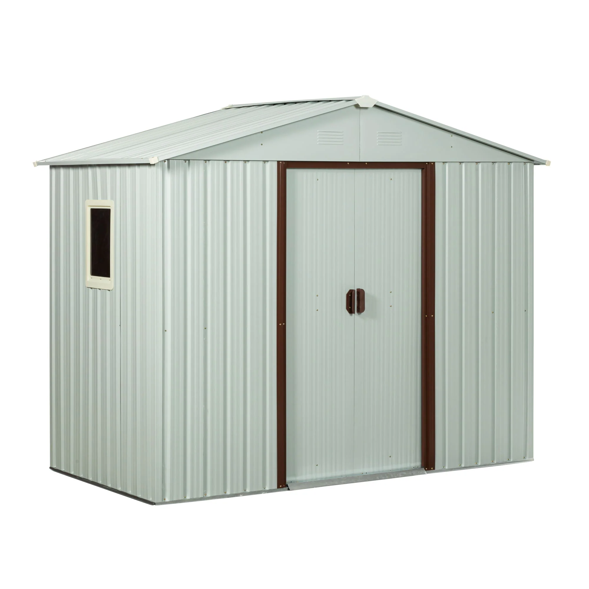 Outdoor Metal Storage Shed Garden Building Weather Resistant Steel 7.5x4ft - Image 2