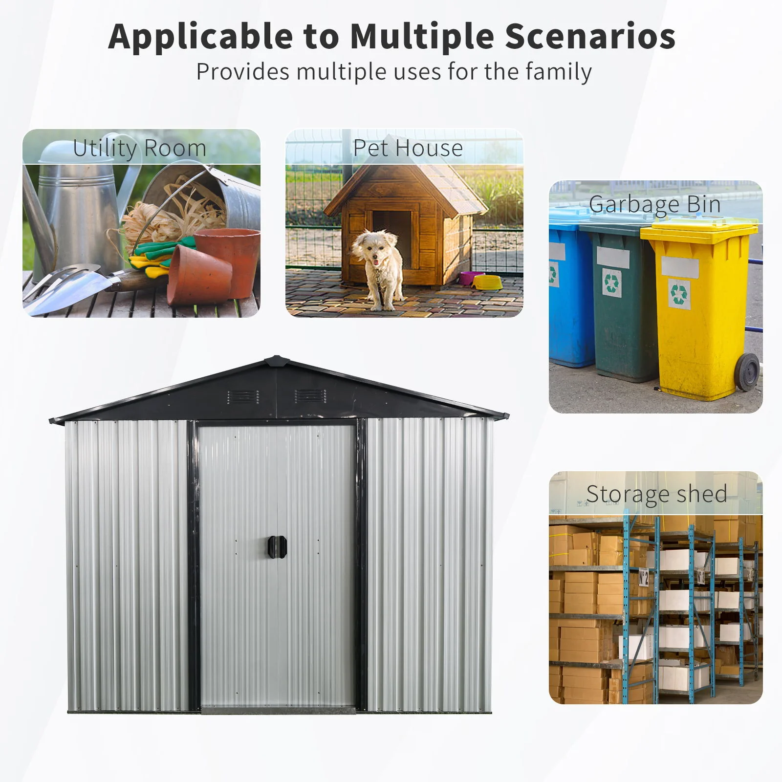 Outdoor Metal Storage Shed Garden Building with Sliding Door 8x4ft - Image 8