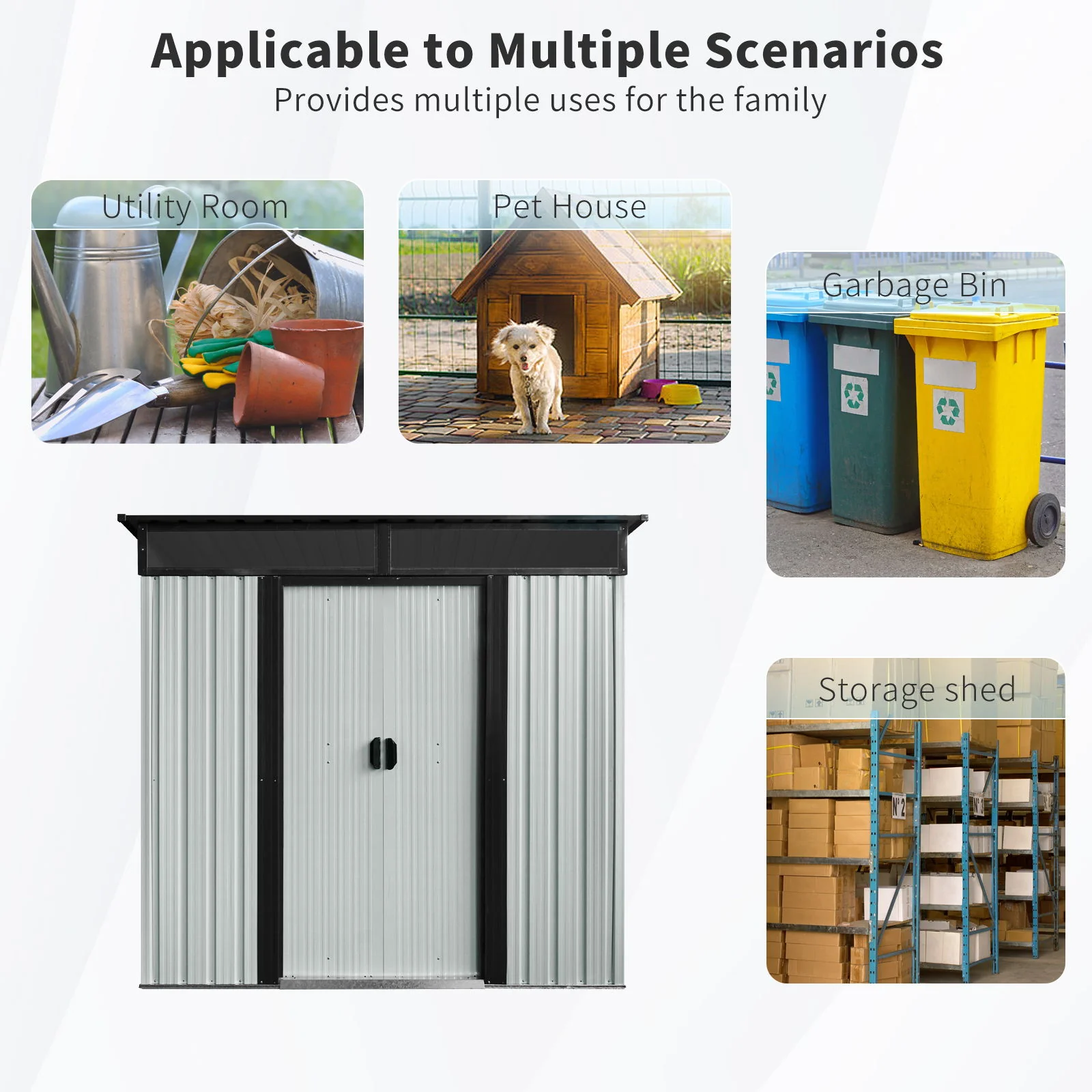 Outdoor Metal Storage Shed Garden Building with Sliding Doors and Foundation - Image 21