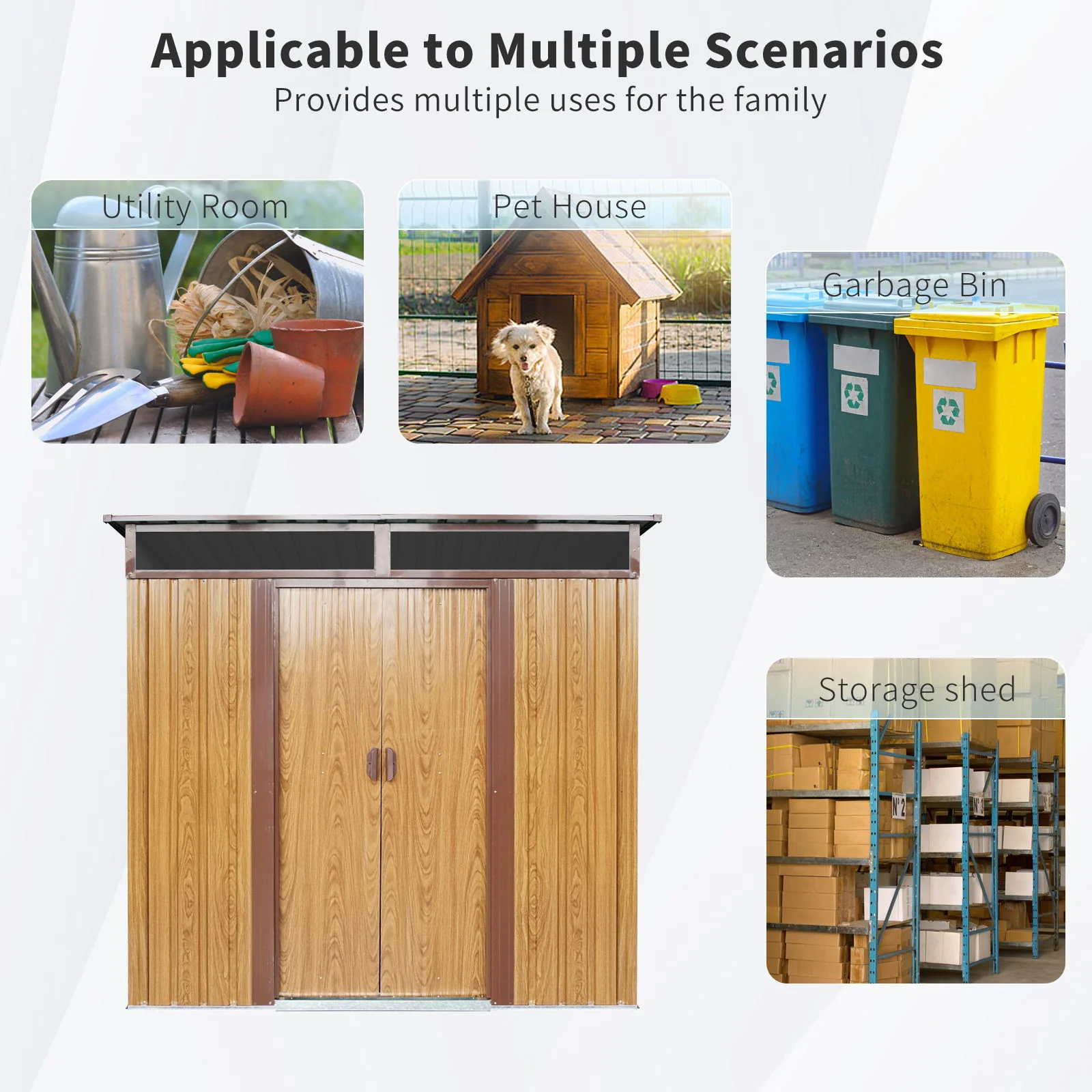 Outdoor Metal Storage Shed Garden Building with Sliding Doors and Foundation - Image 30