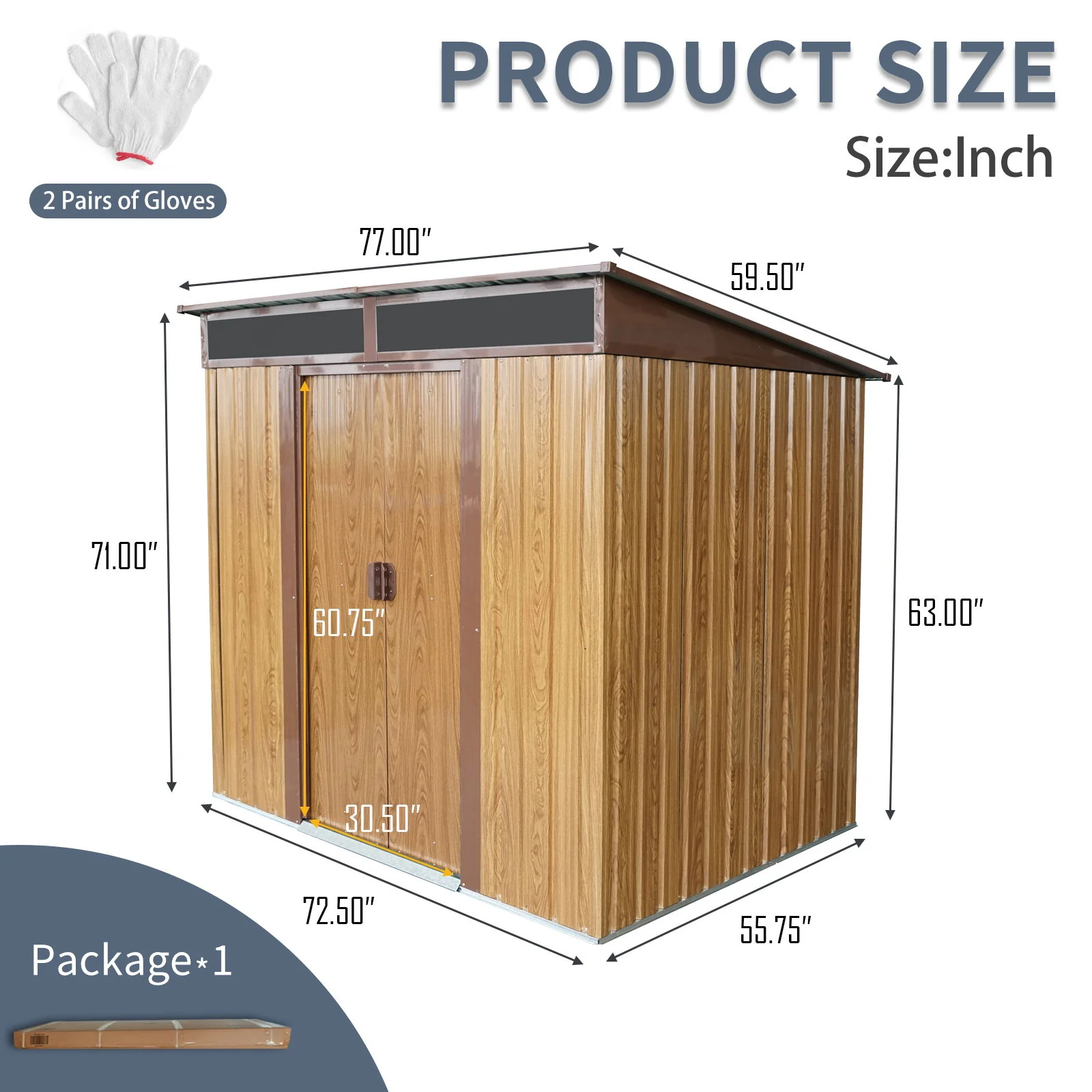 Outdoor Metal Storage Shed Garden Building with Sliding Doors and Foundation - Image 8