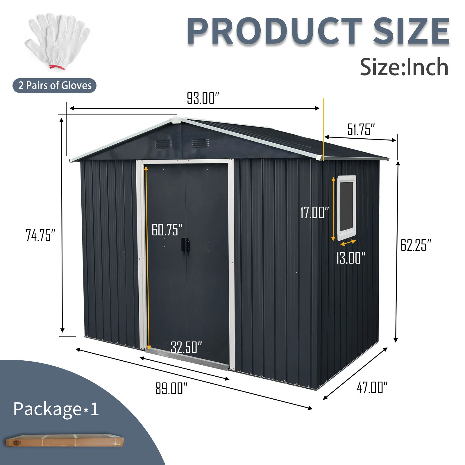 Outdoor Metal Storage Shed Garden Building with Window and Foundation 8x4ft - Image 7