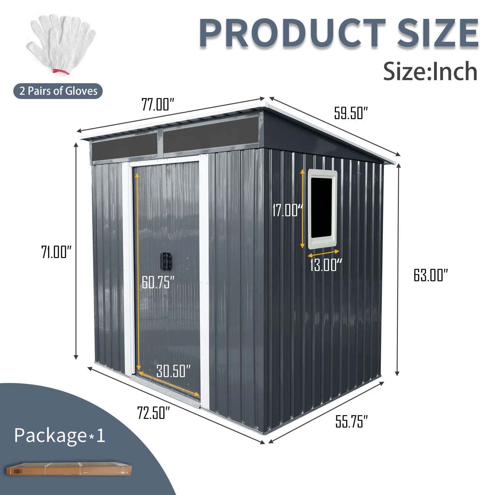Outdoor Metal Storage Shed Garden Building with Window in Galvanized Steel - Image 12