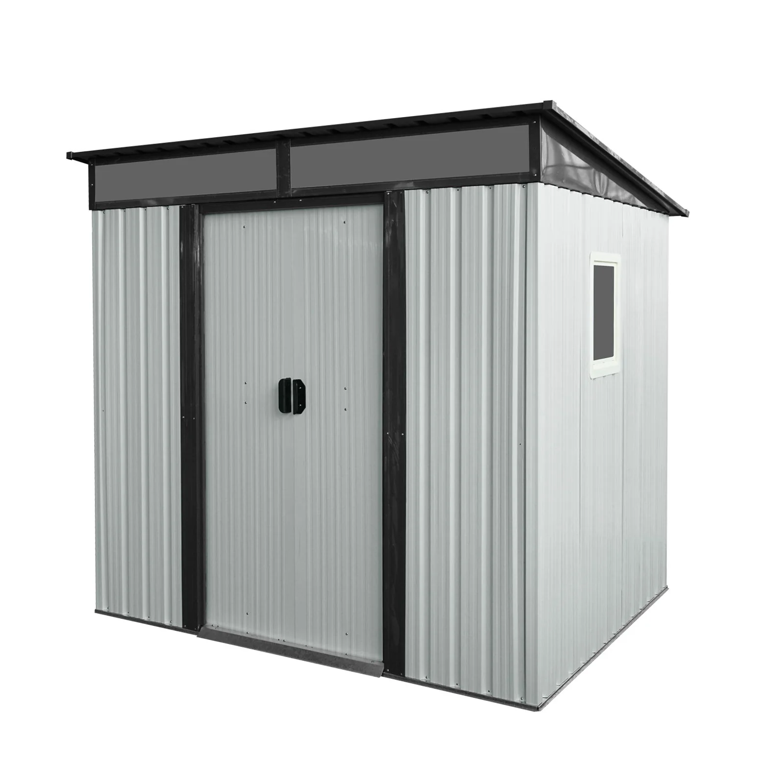 Outdoor Metal Storage Shed Garden Building with Window in Galvanized Steel - Image 2