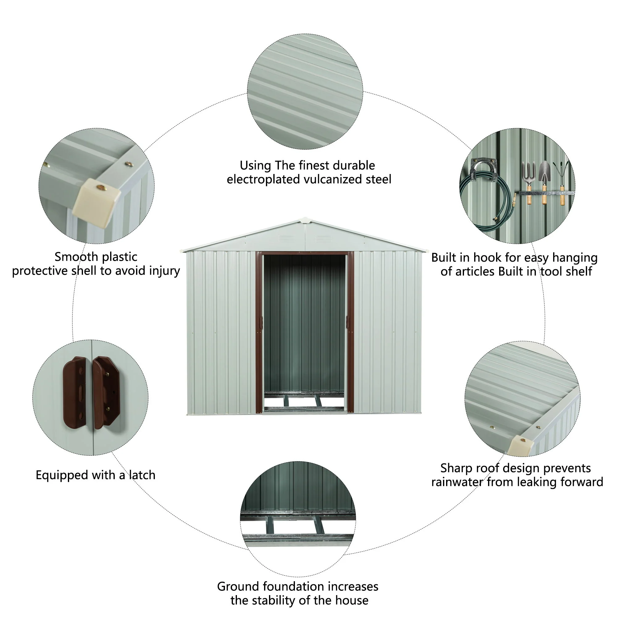 Outdoor Metal Storage Shed Yx48 - White - Image 3