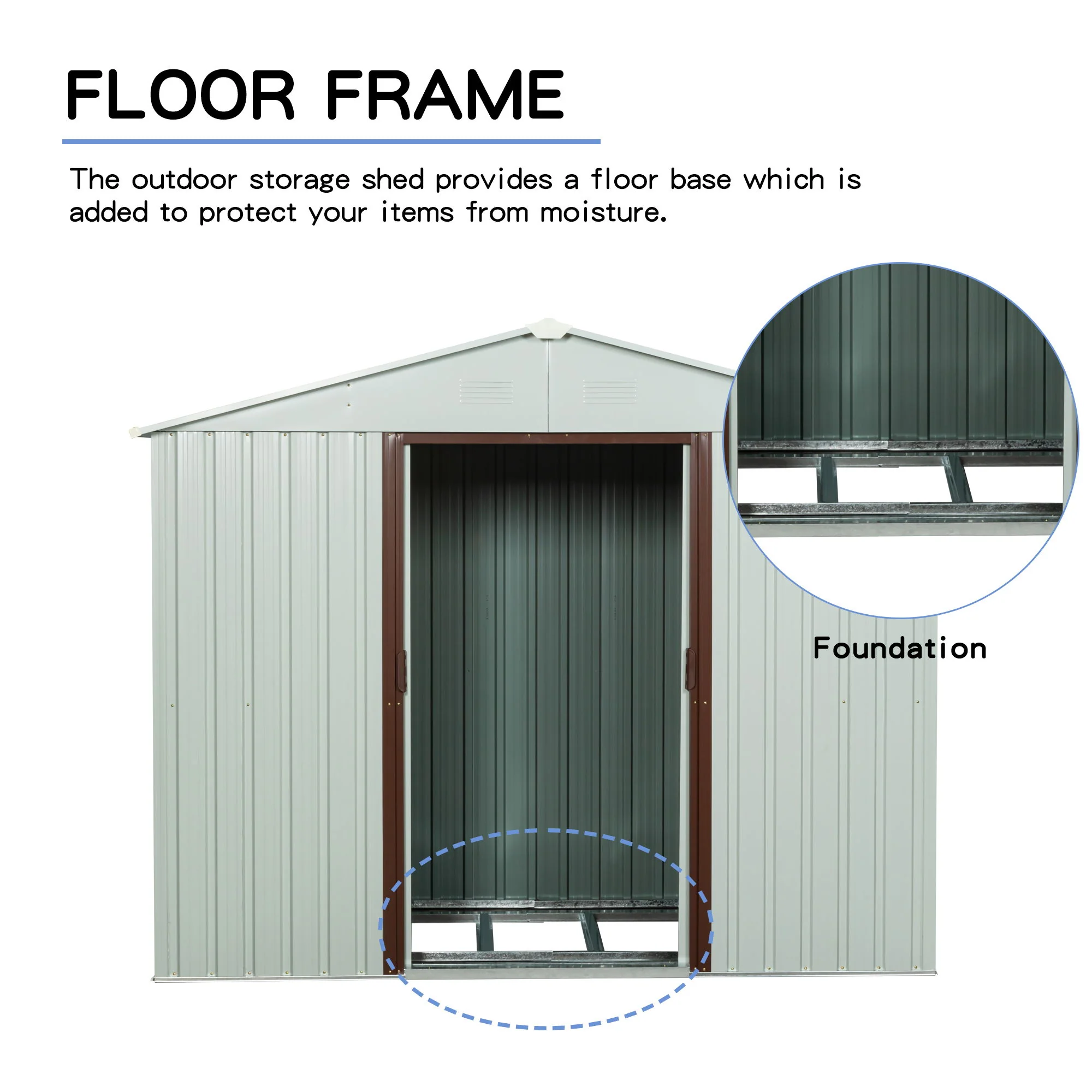 Outdoor Metal Storage Shed Yx48 - White - Image 5