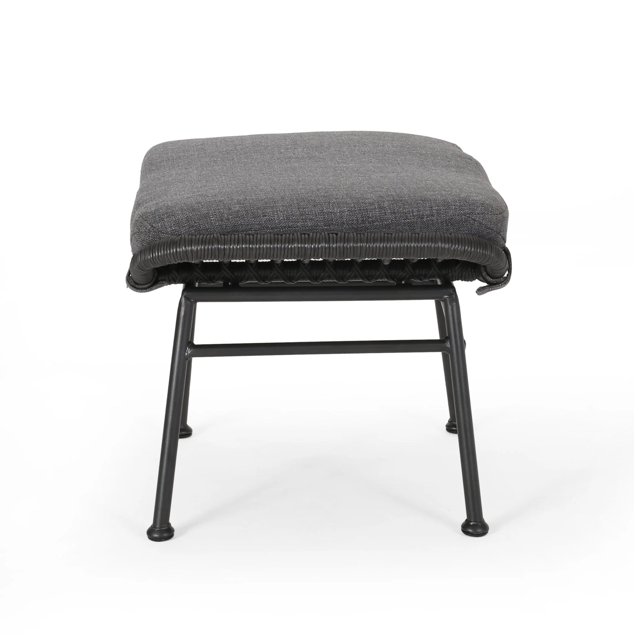 Outdoor Modern Boho Wicker Ottoman With Cushions (Set of 2) - Image 8